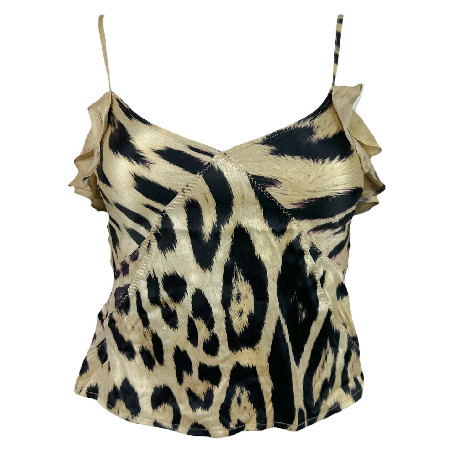 Roberto Cavalli Leopard Print Silk Ruffle Cami - Outfit Repeater