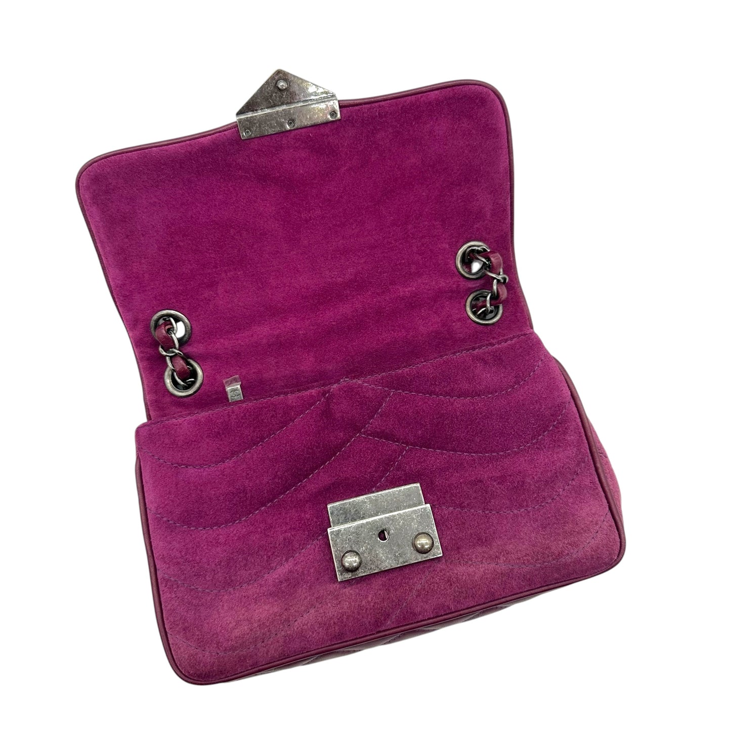 Chanel Small Flap Shoulder Bag Purple Suede Leather