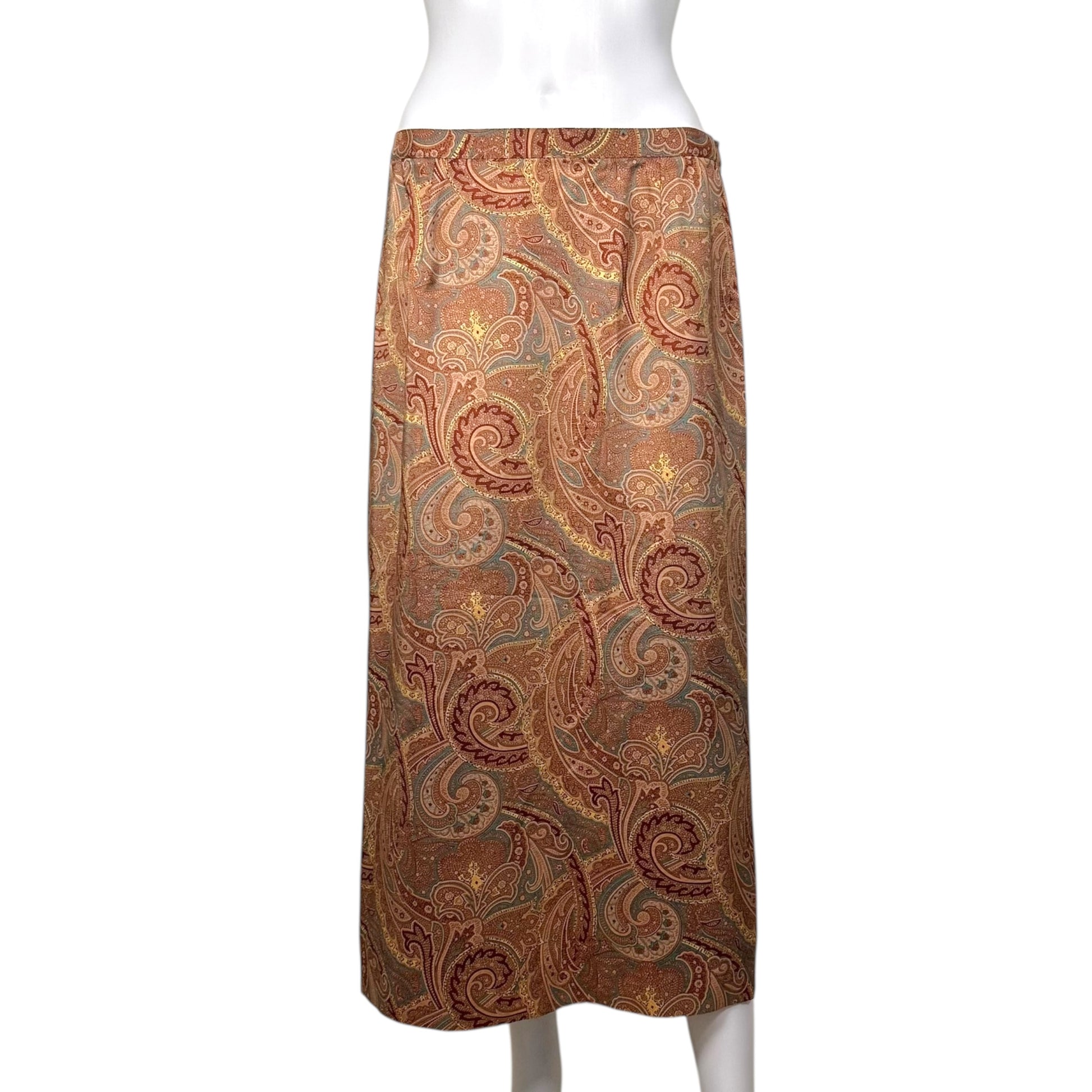 Burberry London Silk Blend Low Rise Paisley Printed Midi Skirt - Outfit Repeater
