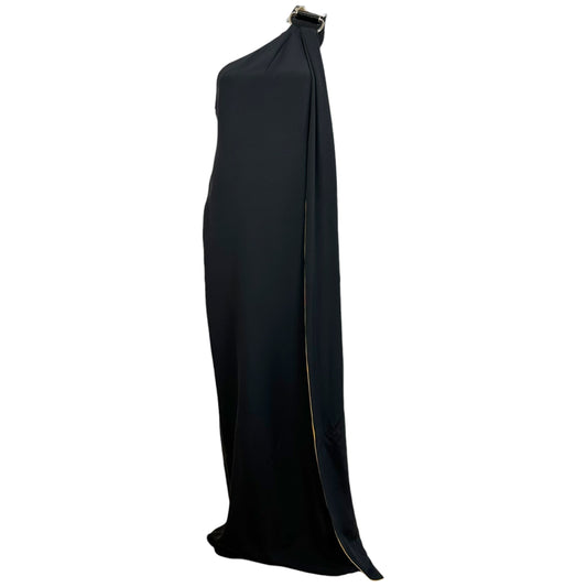 Gucci One-Shoulder Gown Black Yellow Silk Studded Horsebit