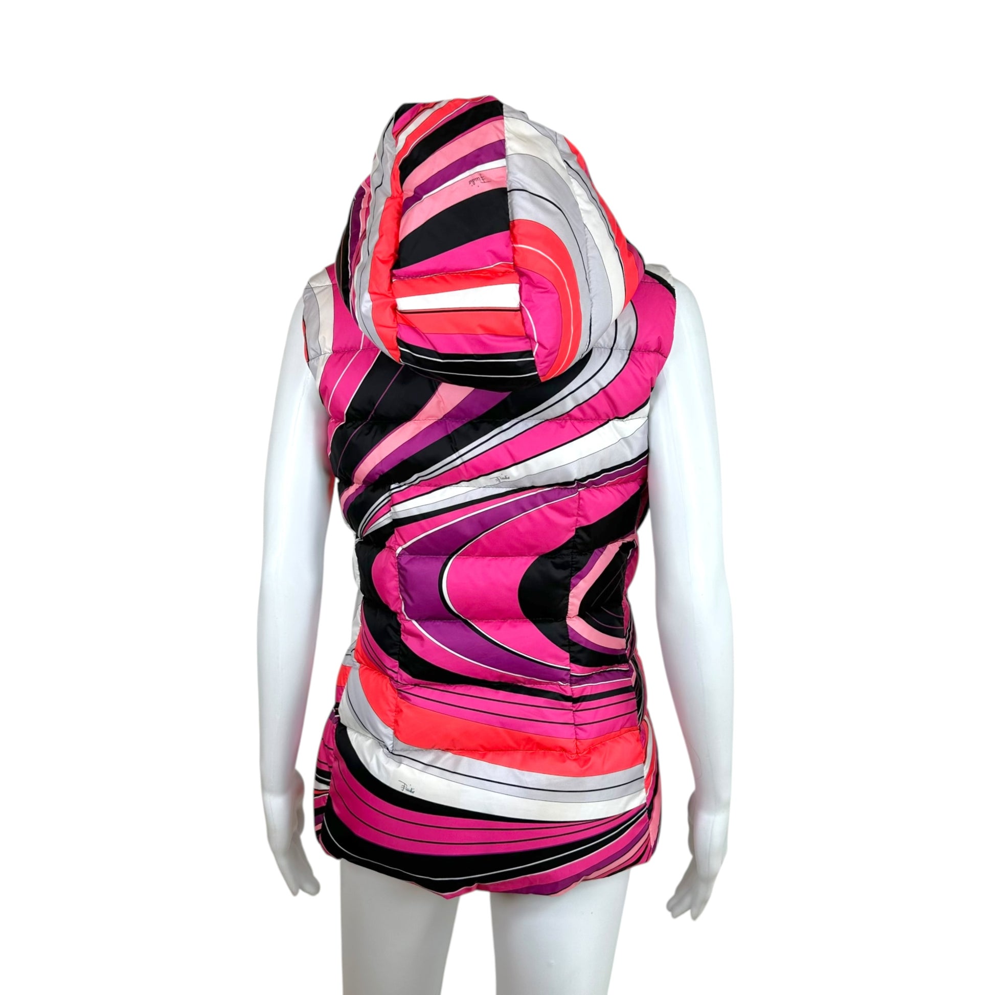 Emilio Pucci Pink Printed Hooded Down-Fill Vest