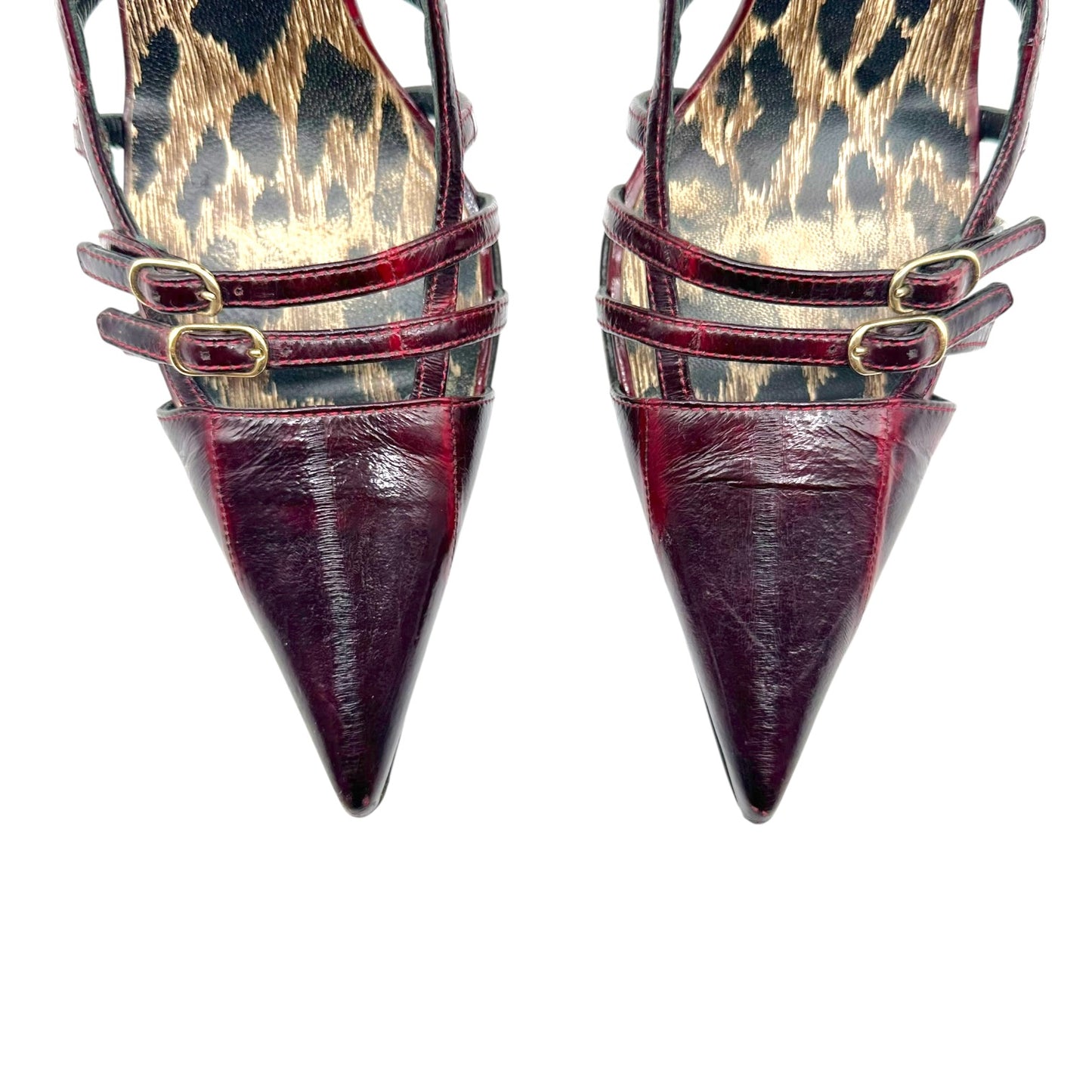 Dolce & Gabbana Burgundy Eel Skin Strappy Heels