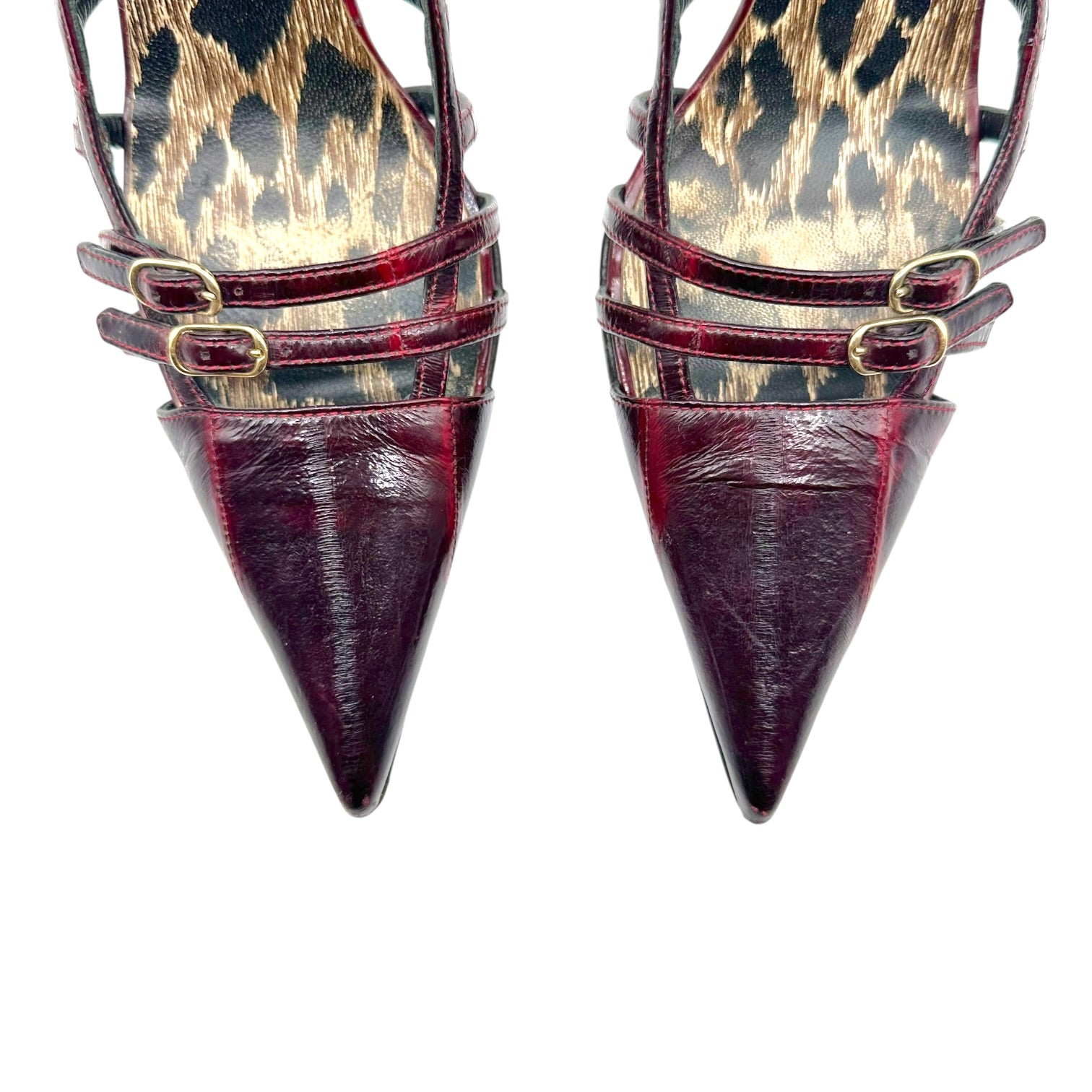 Dolce & Gabbana Burgundy Eel Skin Strappy Heels