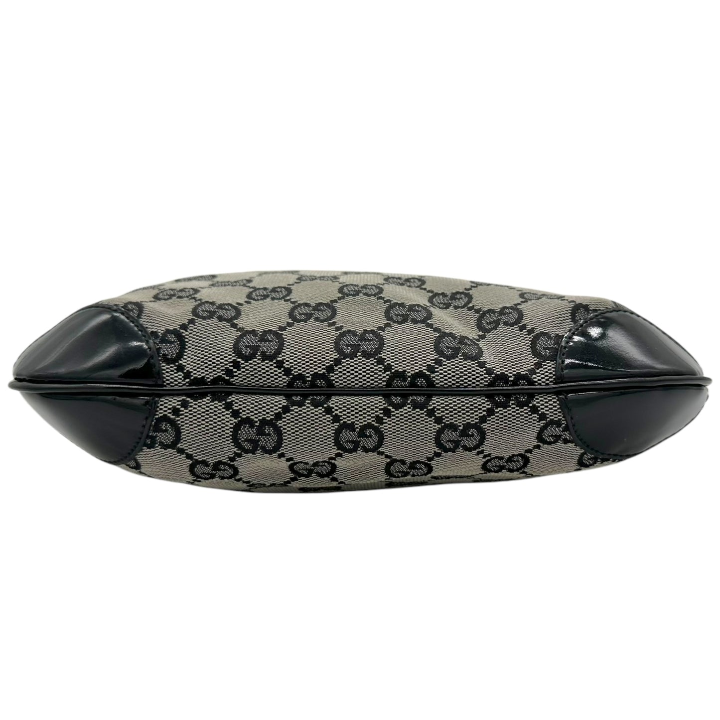 Gucci Gray & Black Monogram Canvas Crescent Shoulder Bag - Outfit Repeater