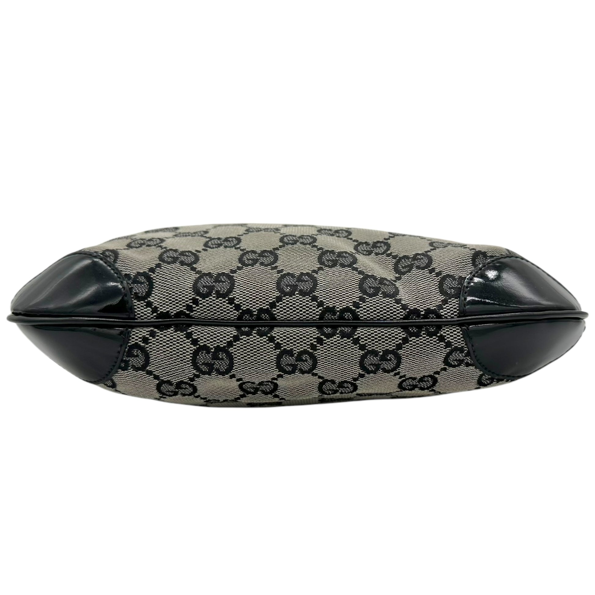 Gucci Gray & Black Monogram Canvas Crescent Shoulder Bag - Outfit Repeater
