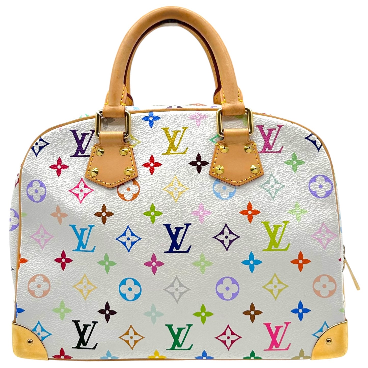 Louis Vuitton Trouville Handbag White Multicolor Canvas