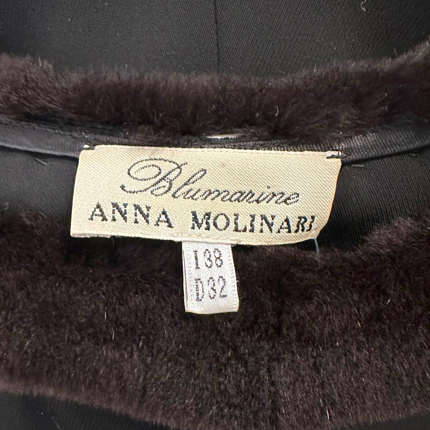 Blumarine by Anna Molinari Rabbit Fur Trim Black Mini Dress