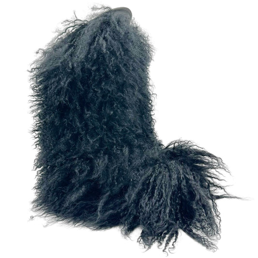 Saint Laurent Black Mongolian Lamb Fur Moon Boots