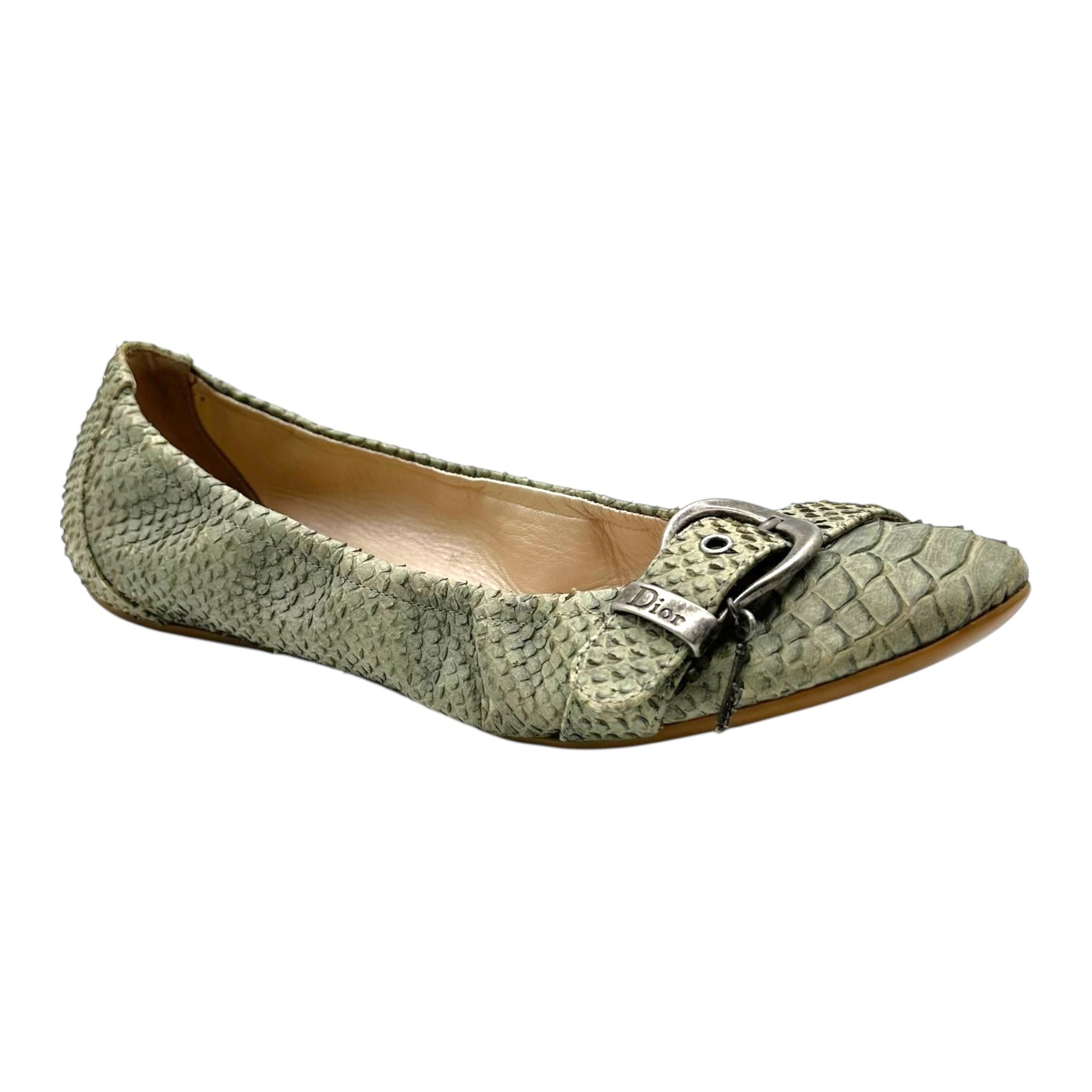 Christian Dior Pale Green Snakeskin Gaucho Flats - Outfit Repeater
