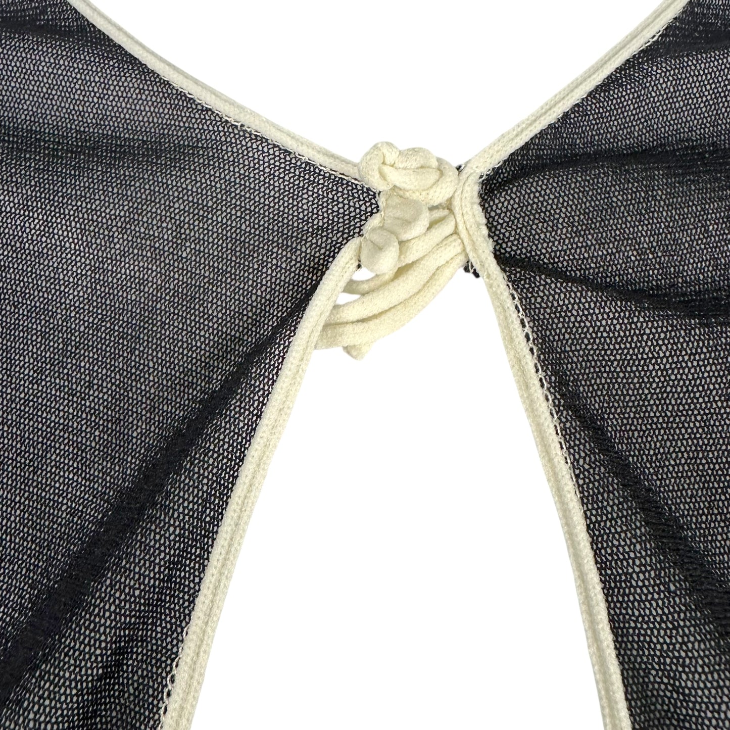 Jean Paul Gaultier Soleil Striped Tie-Front Mesh Cardigan Top