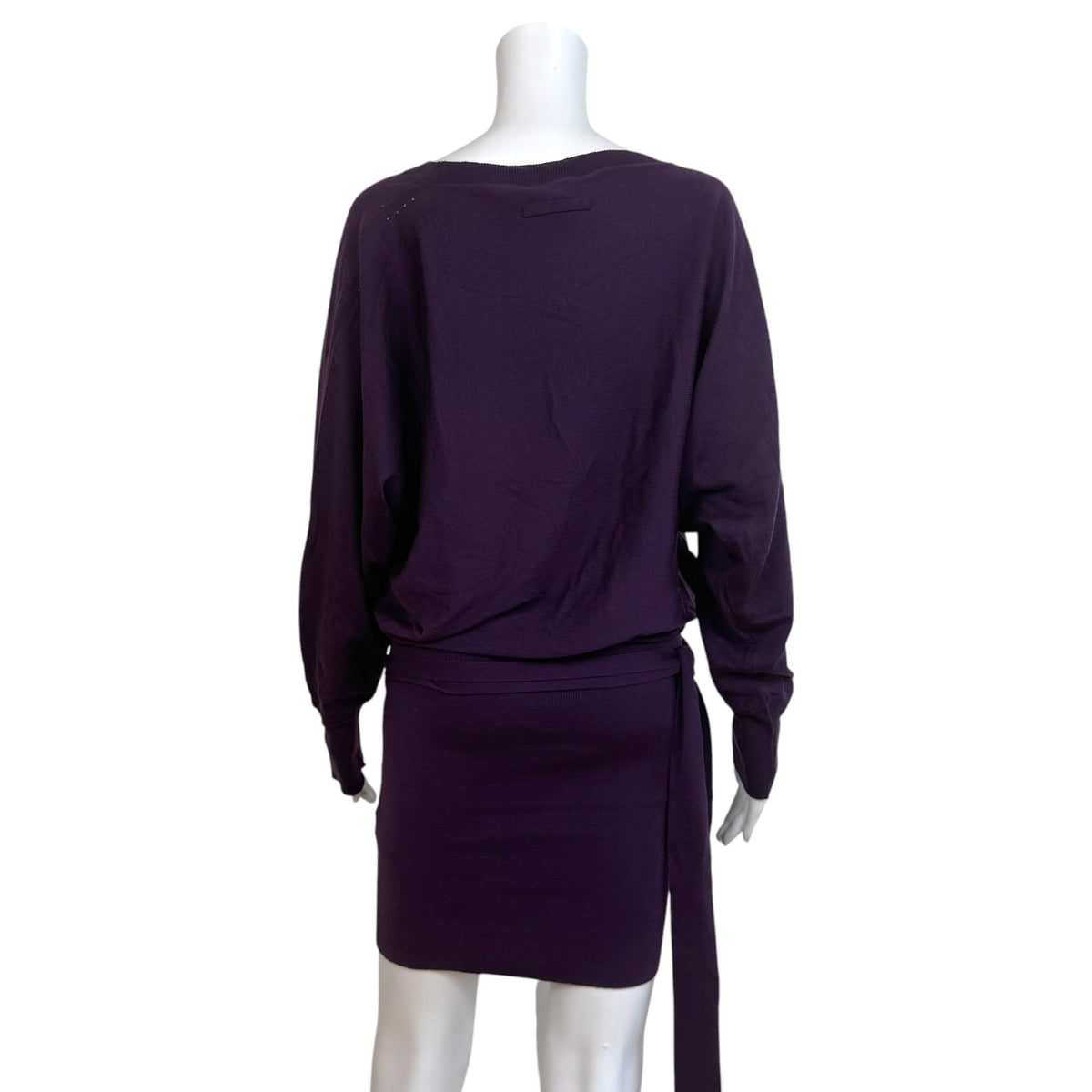 Jean Paul Gaultier Wool Knit Wrap Mini Dress Deep Purple
