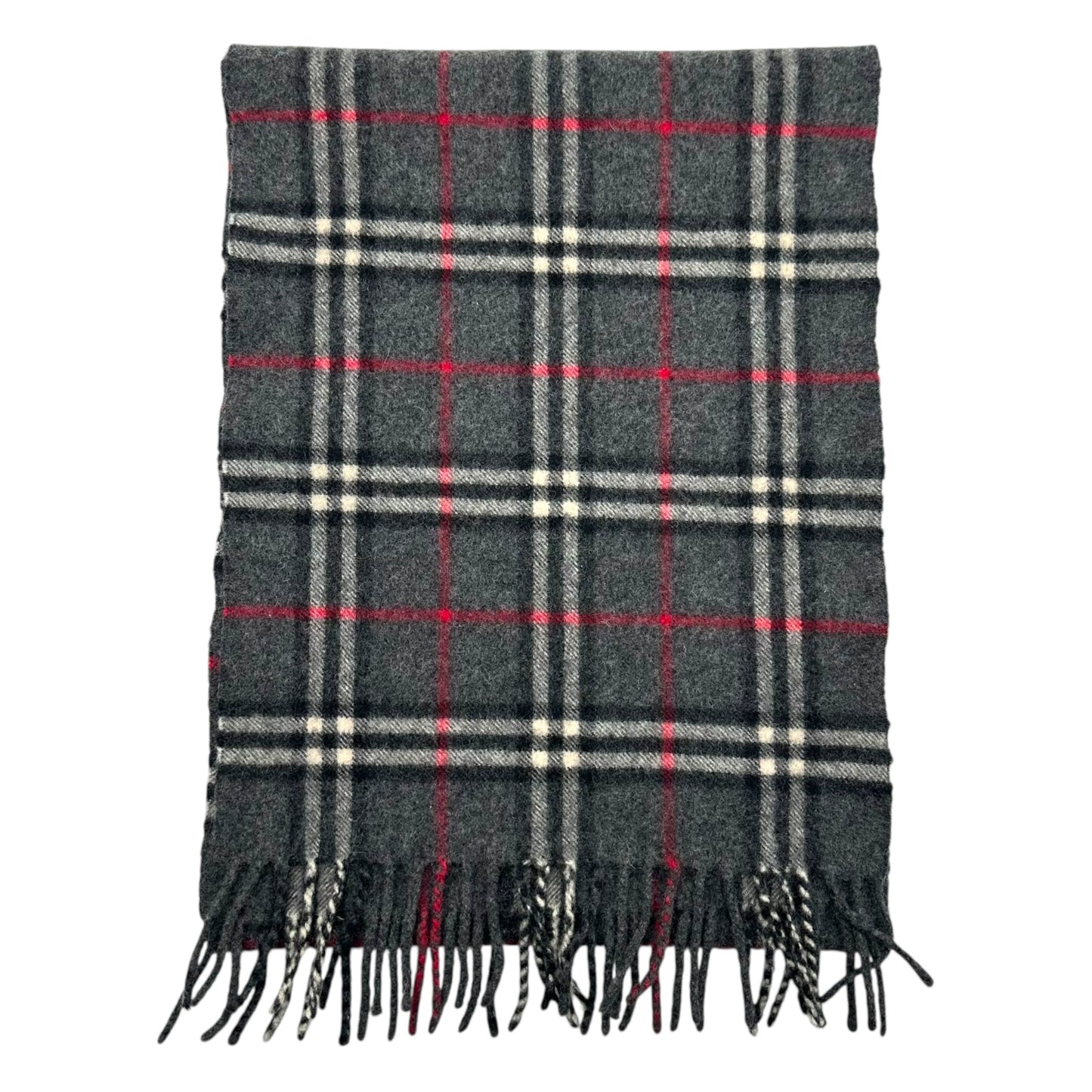 Burberry Dark Gray Plaid Cashmere Scarf - Outfit Repeater
