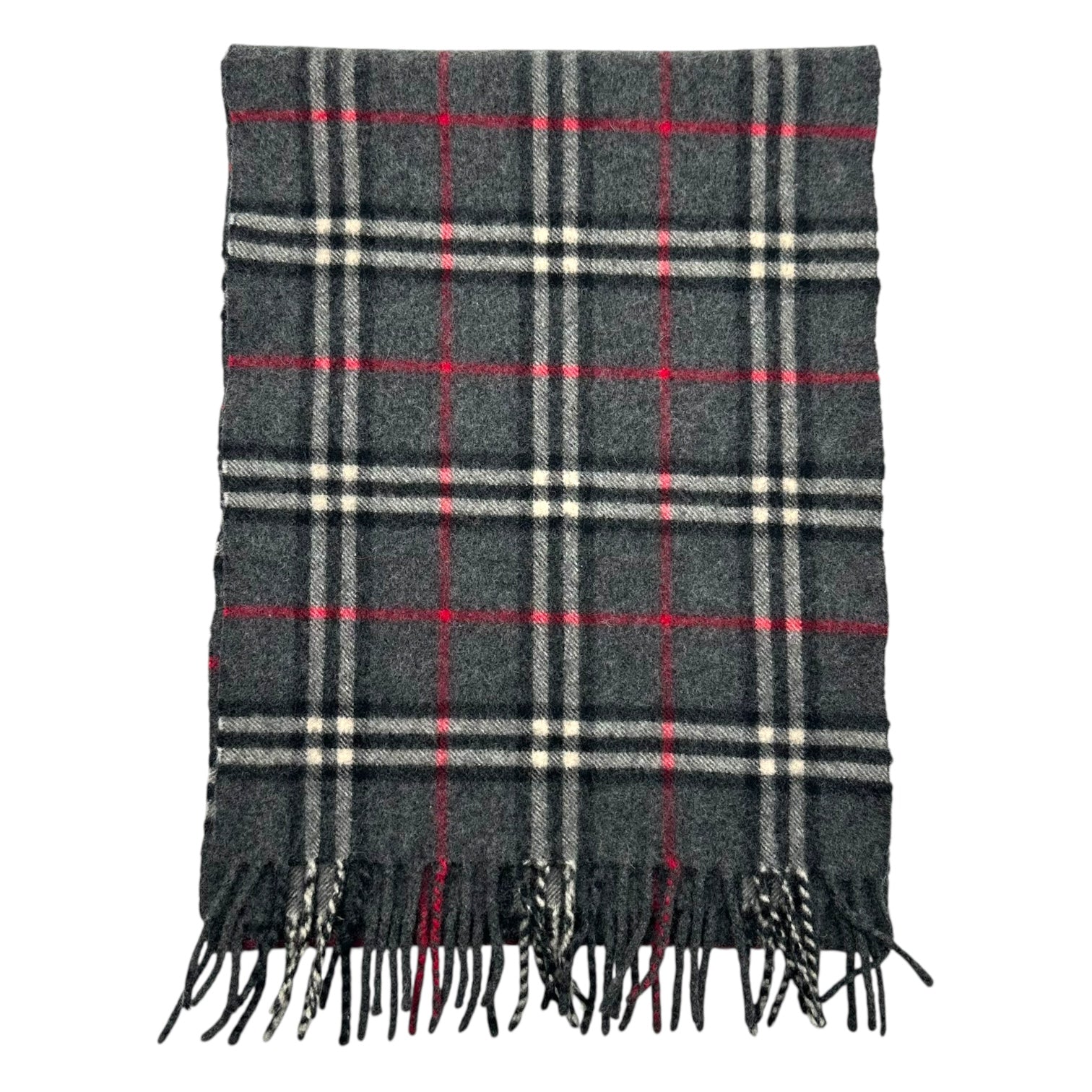Burberry Dark Gray Plaid Cashmere Scarf - Outfit Repeater
