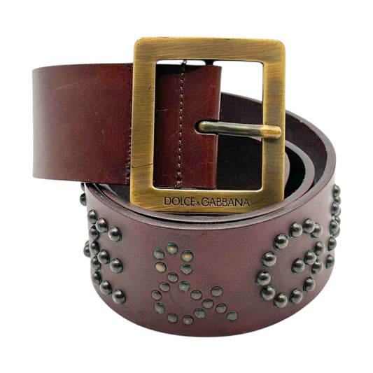 Dolce & Gabbana Brown Studded Spell-Out Logo Belt - Outfit Repeater