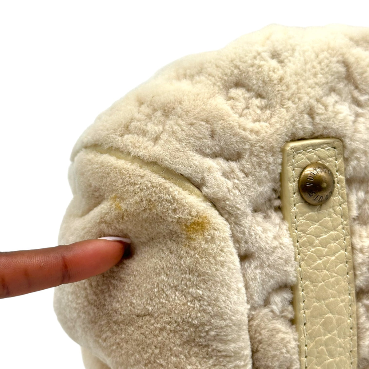 Louis Vuitton Ivory Mink Demi Lune Bag with Monogram