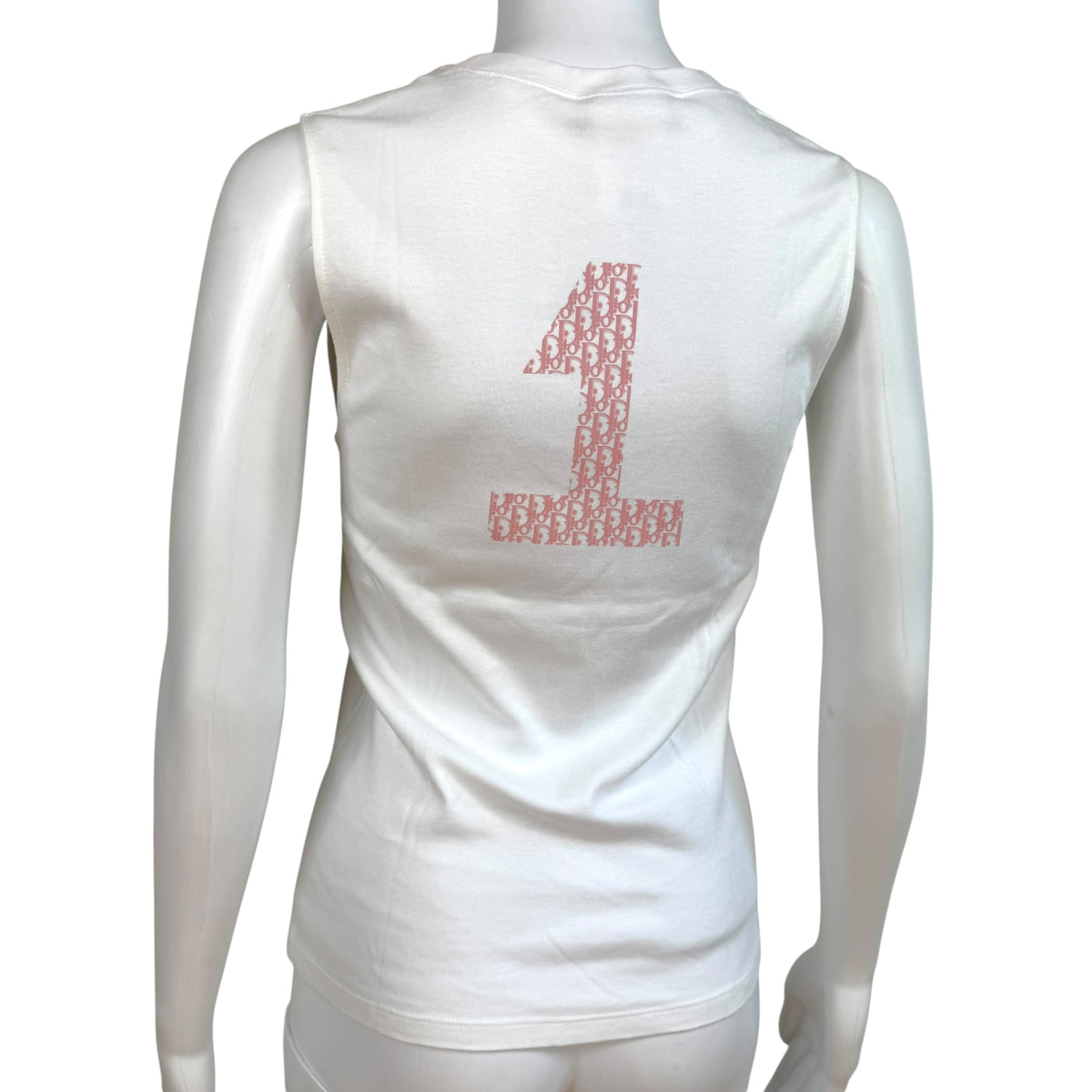 Christian Dior Pink White Trotter Monogram Tank Top