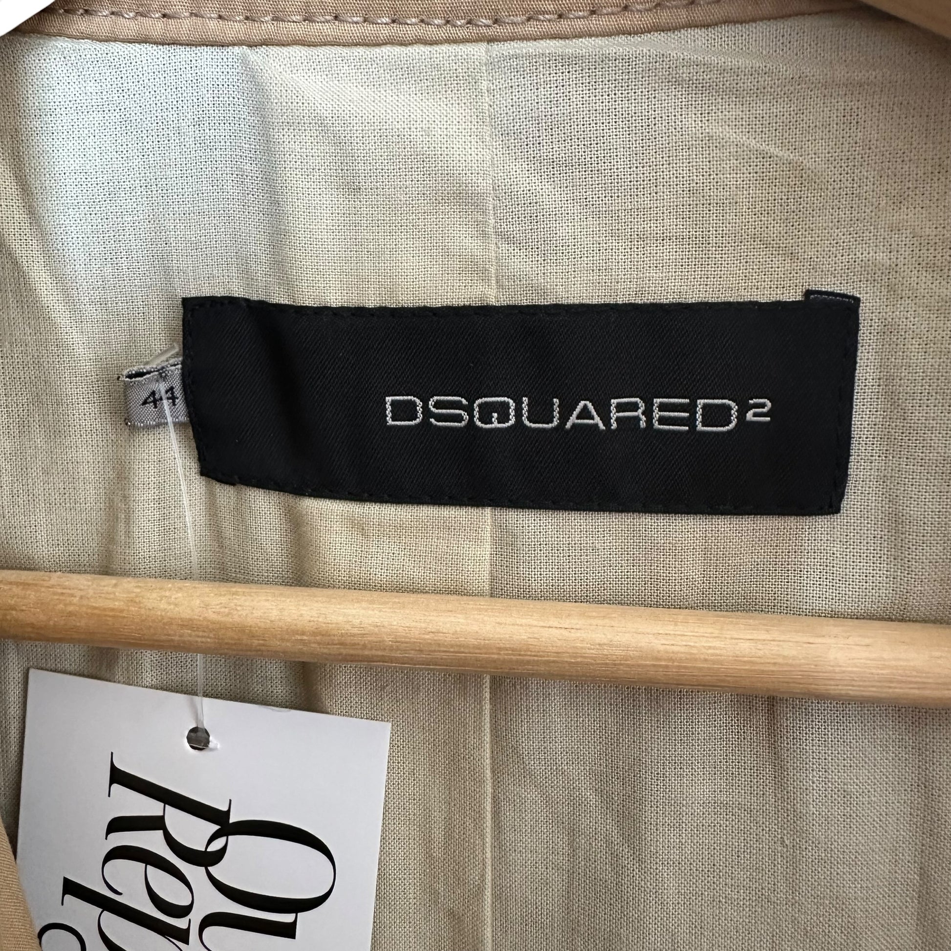 Dsquared2 Beige Trench Coat With Woven Leather Buttons