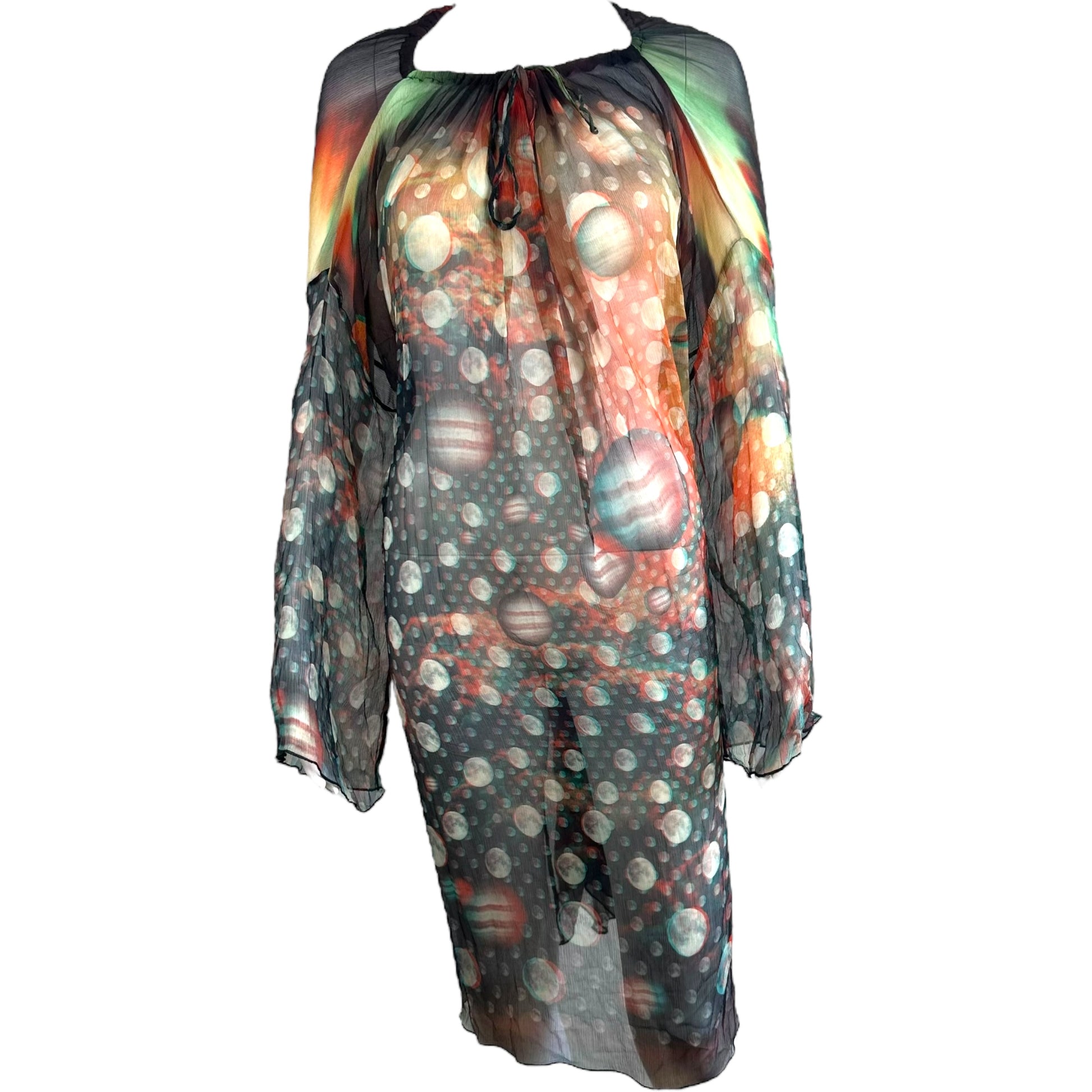 Jean Paul Gaultier Sheer Silk Dot Print Cover Up Dress