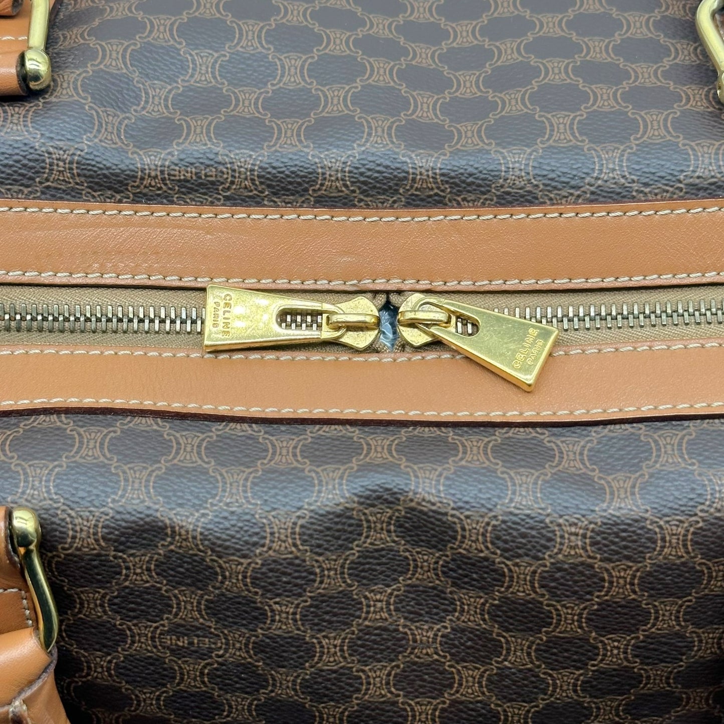 Celine Brown Triomphe Monogram Medium Duffle Bag