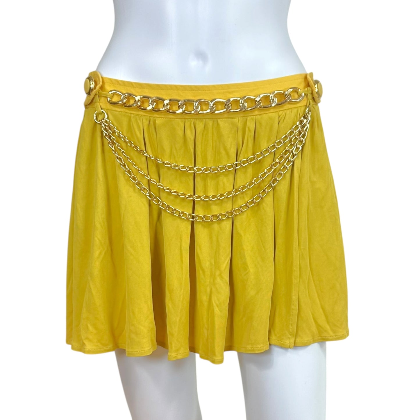 D&G Dolce & Gabbana Yellow Chain Embellished Mini Skirt