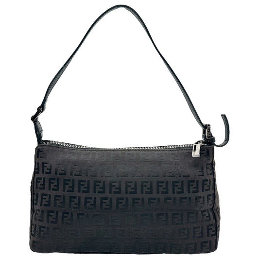 Fendi Black Zucchino Monogram Pochette Shoulder Bag