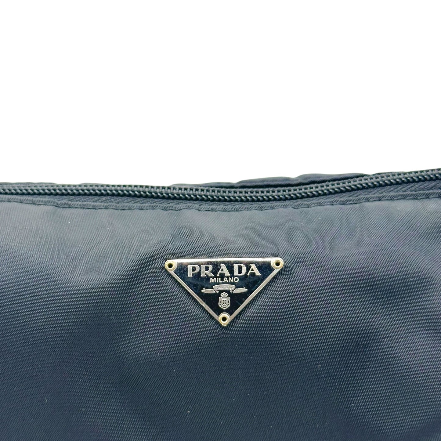 Prada Black Nylon East-West Pochette Bag
