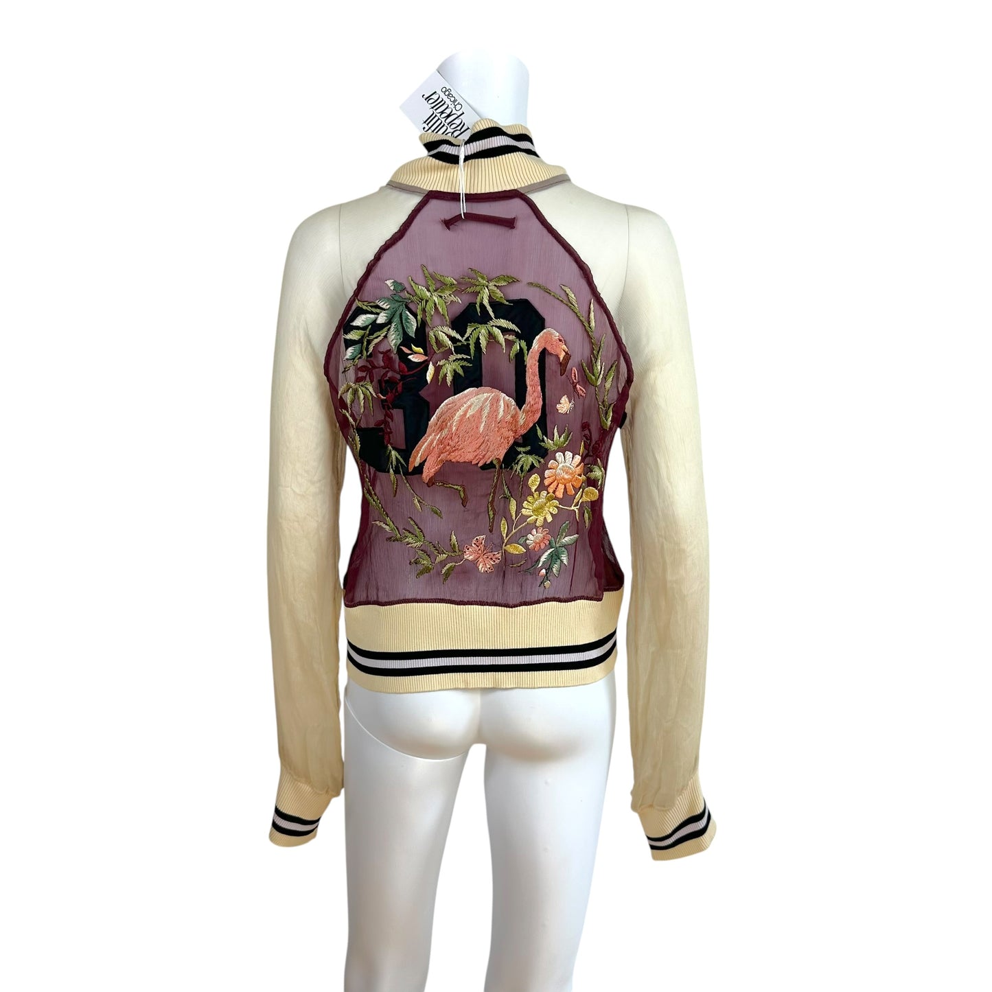 Jean Paul Gaultier Embroidered Sheer Silk Bomber Jacket