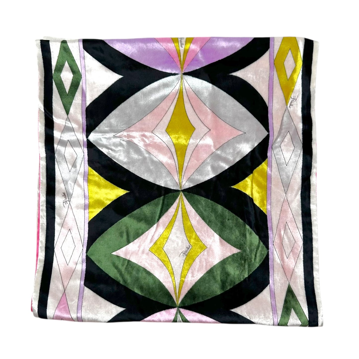 Emilio Pucci Multicolor Printed Velvet & Silk Scarf NEW