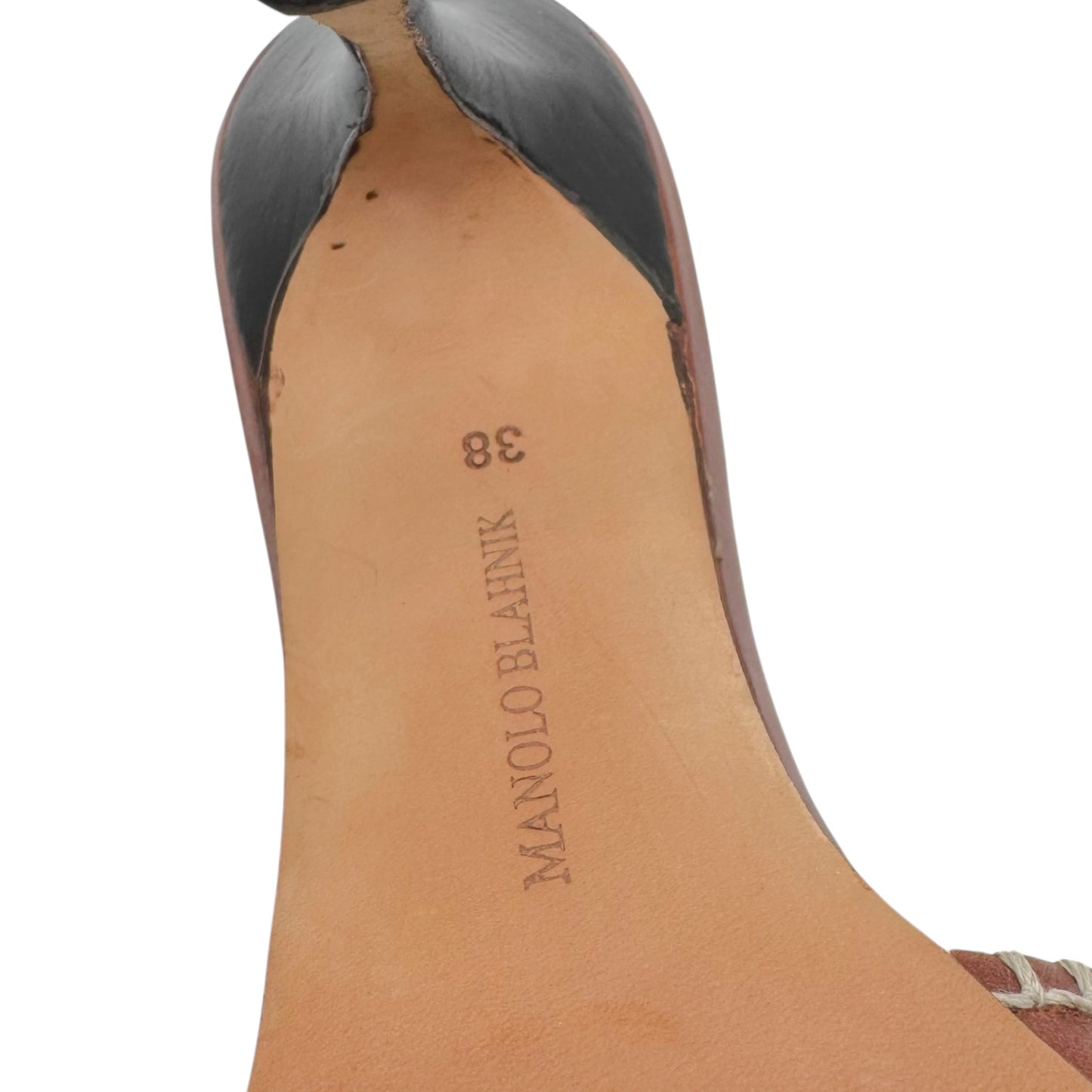 Manolo Blahnik Brown Whipstitch Heeled Mules - Outfit Repeater