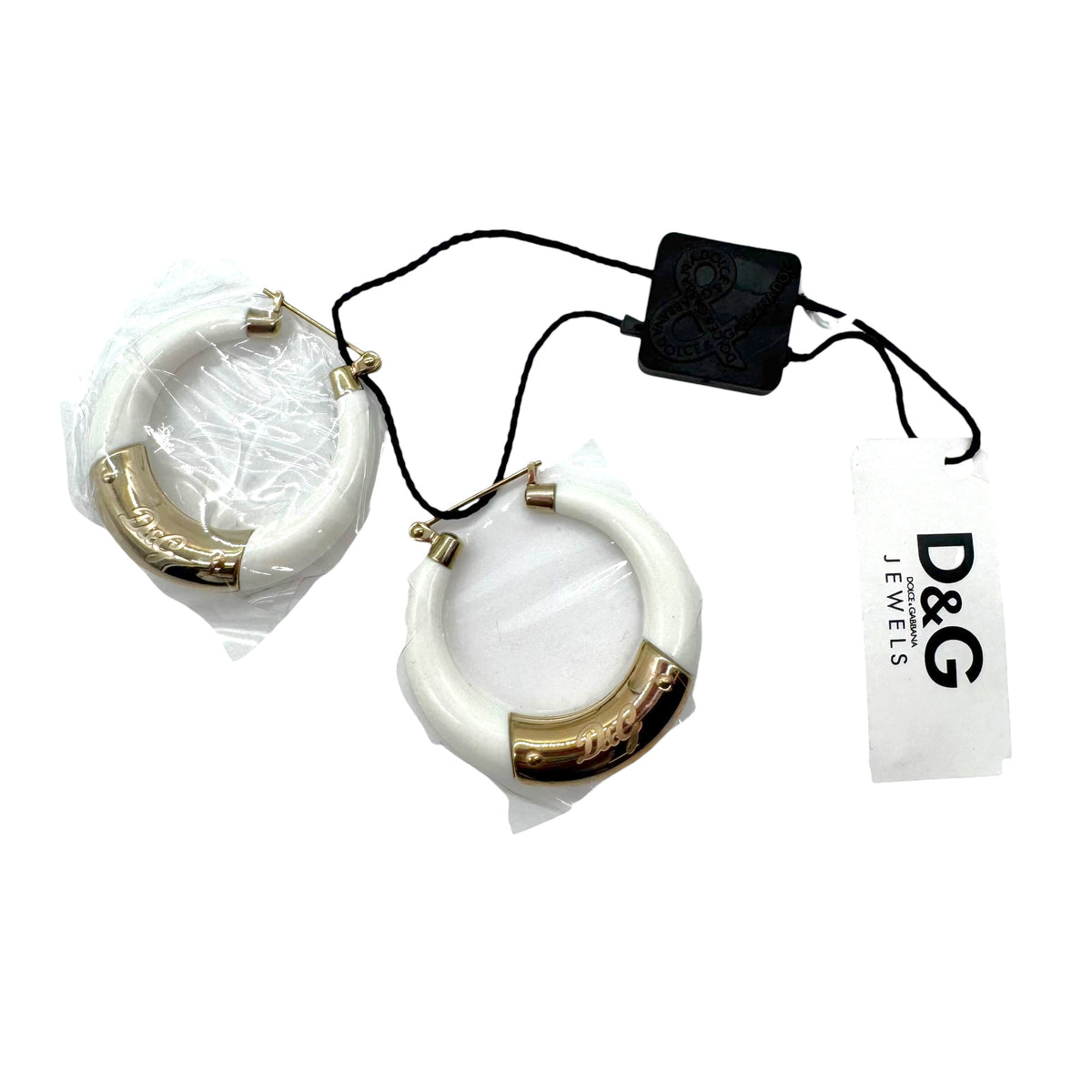 Dolce & Gabbana White Gold Logo Hoop Earrings