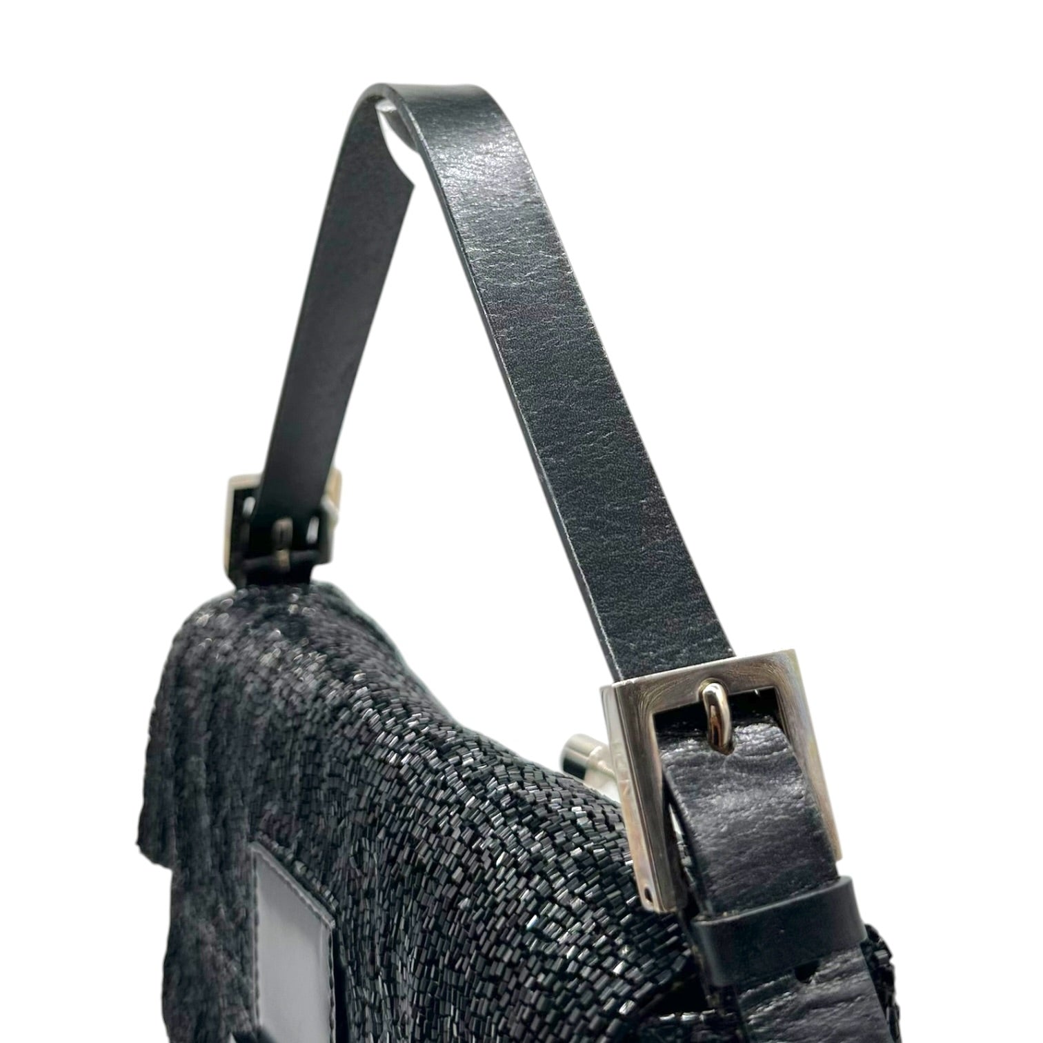 Fendi Black Beaded Baguette Bag
