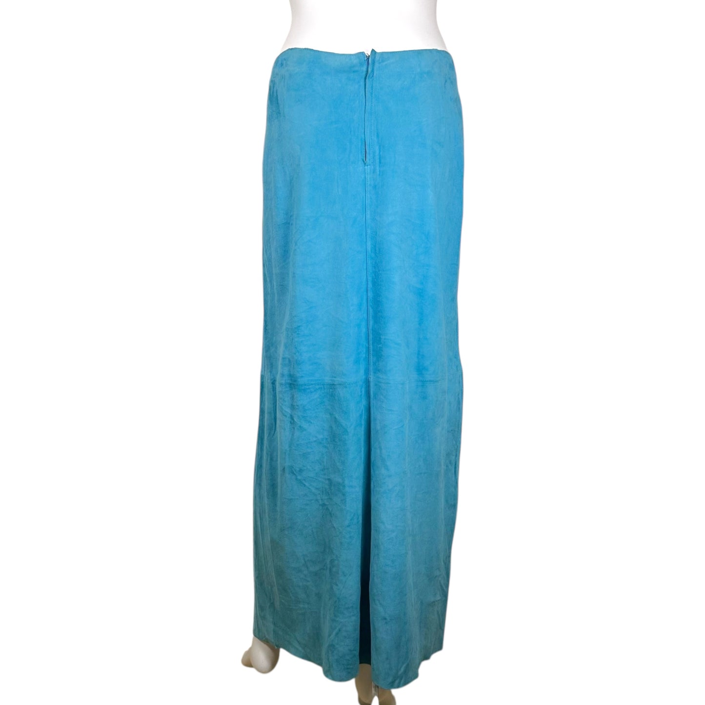Dolce & Gabbana Turquoise Blue Suede Maxi Skirt