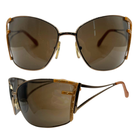 Fendi FS413 Logo Lens Brown Oversized Sunglasses w/ Case