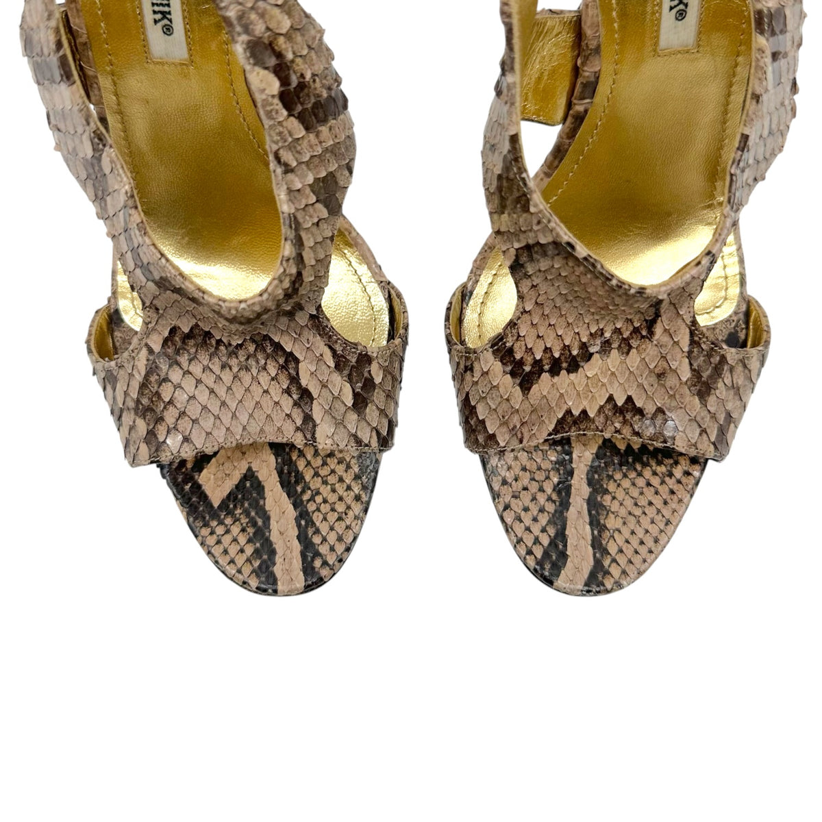 Manolo Blahnik Brown Python Slingback Sandal Heels