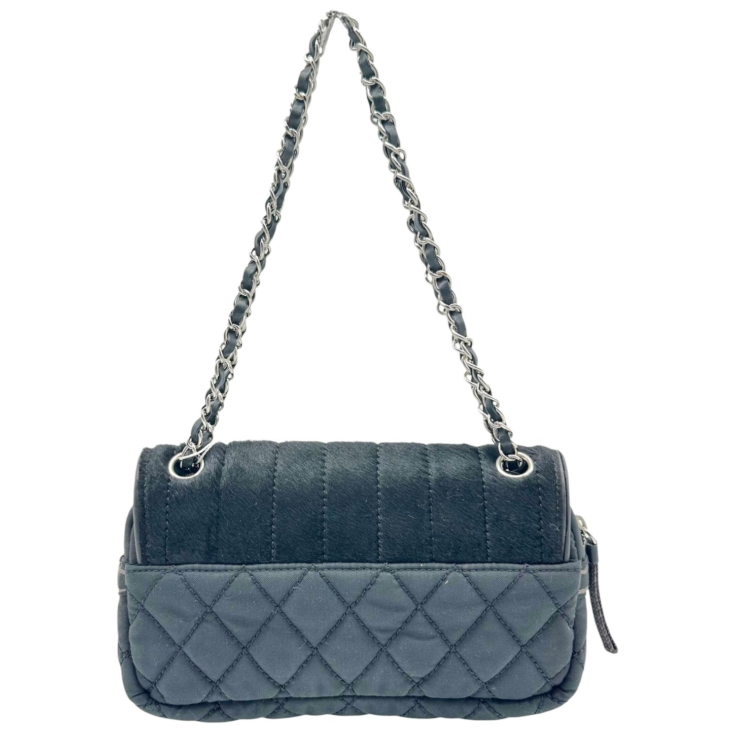 Chanel Sport Black Ponyhair & Canvas Medium Quilted Flap Bag 2005-06