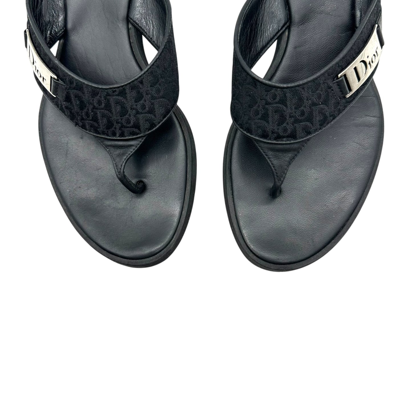 Christian Dior Black Monogram Platform Flip Flops