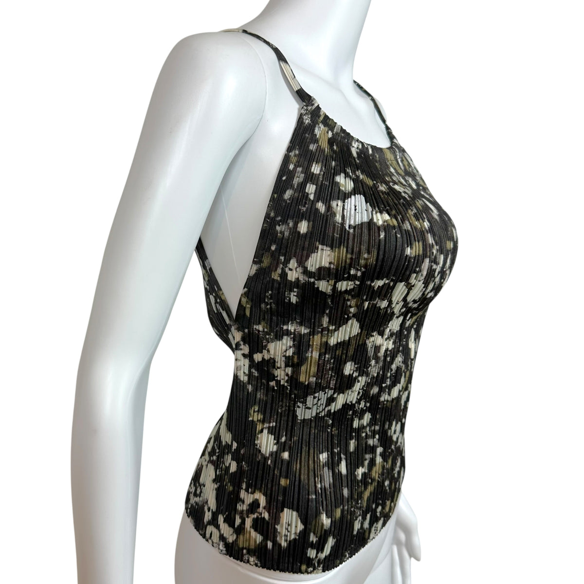 Issey Miyake Pleats Please Dark Green White Printed Cami