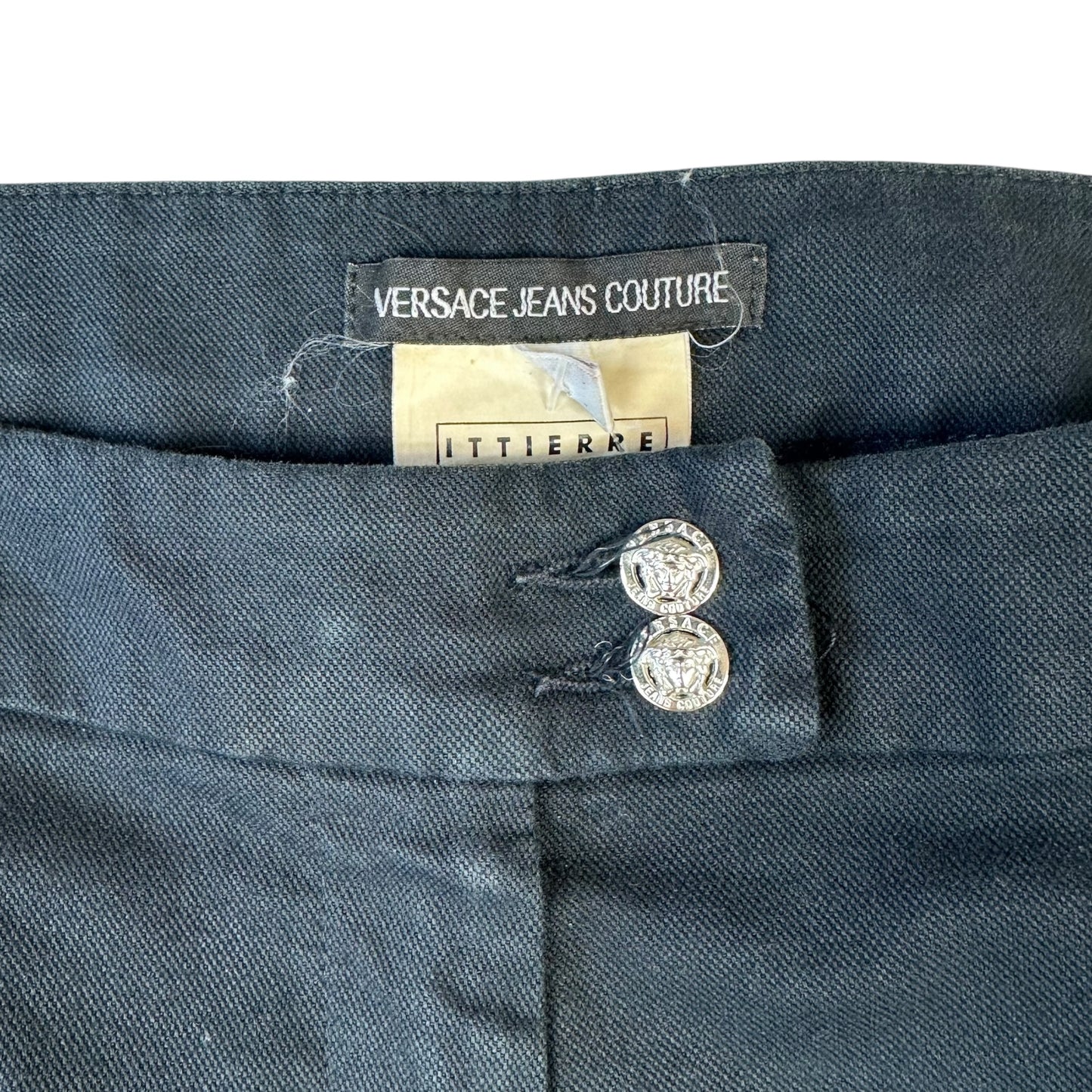 Versace Black Lace Up Back Low Rise Pants
