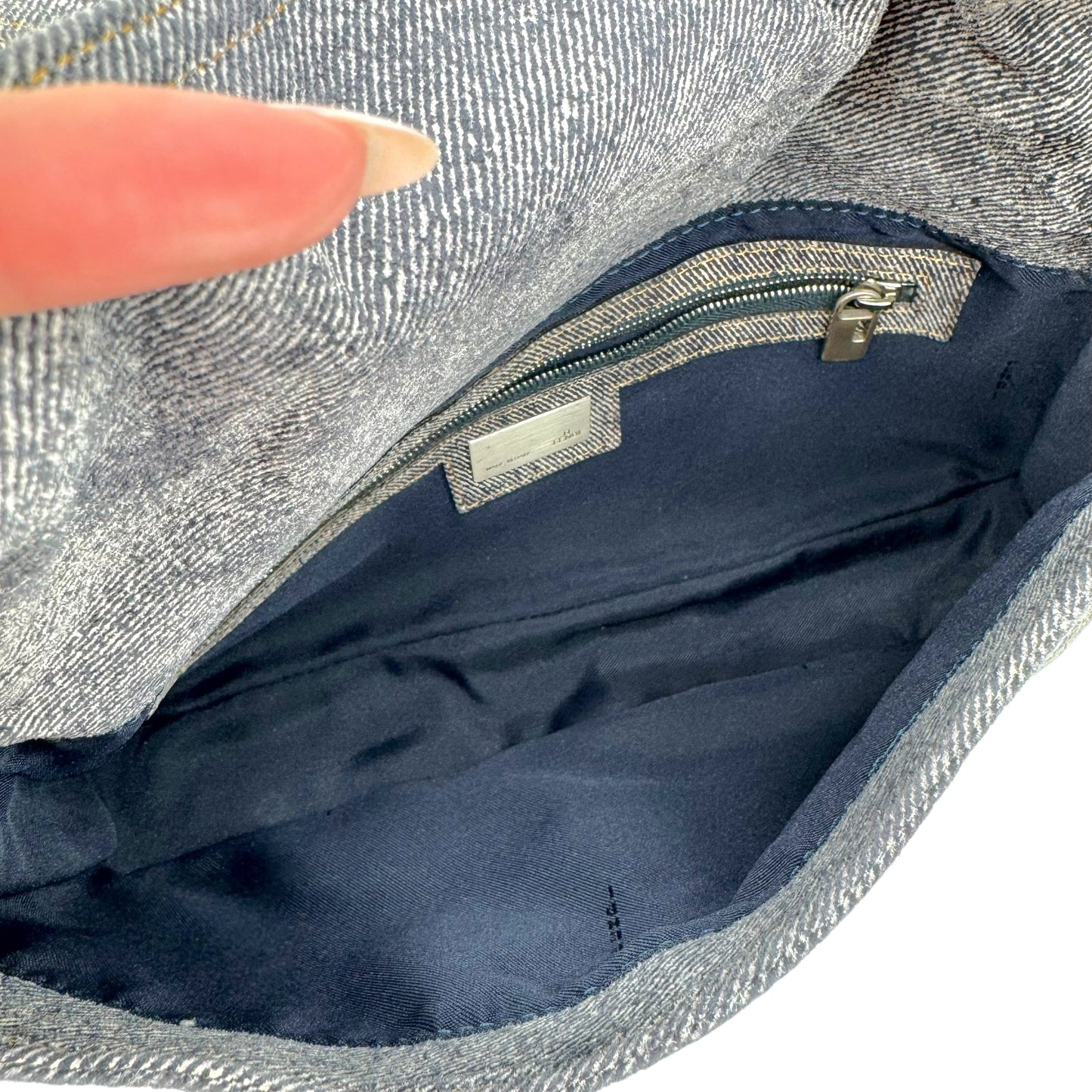 Fendi Blue 'Denim' Suede Baguette Bag - Outfit Repeater