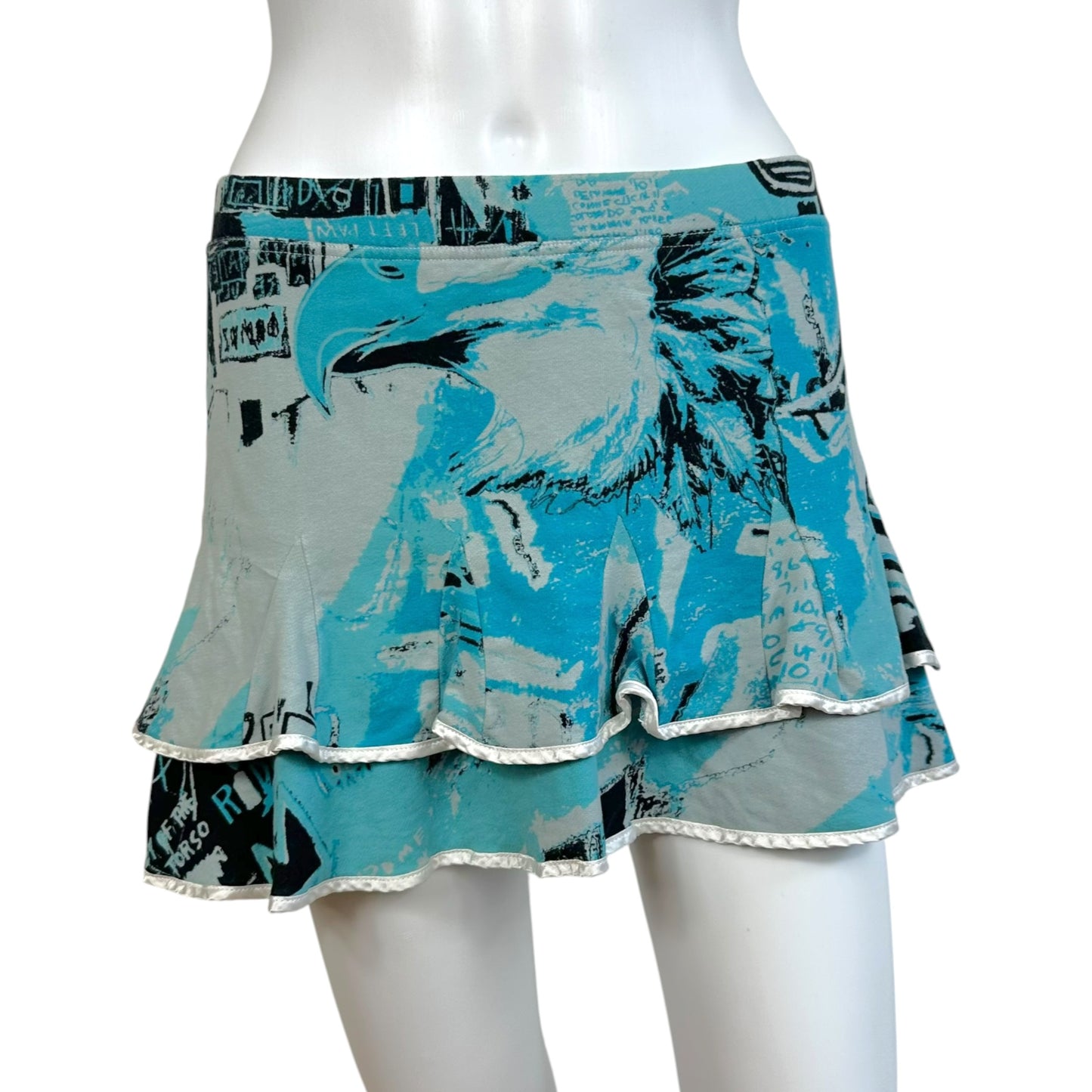 Roberto Cavalli Freedom Blue Graffiti Printed Mini Skirt