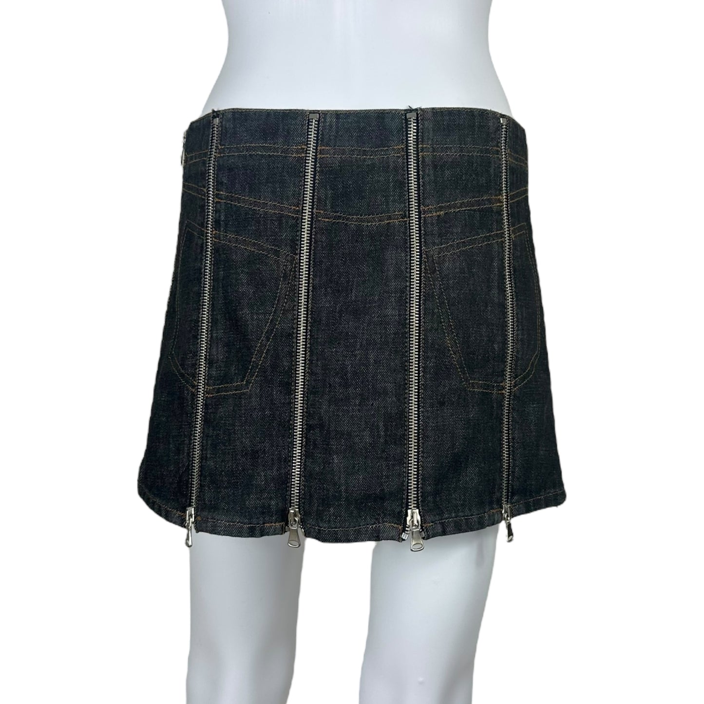 D&G Dolce & Gabbana Dark Wash Denim Zipper Mini Skirt - Outfit Repeater