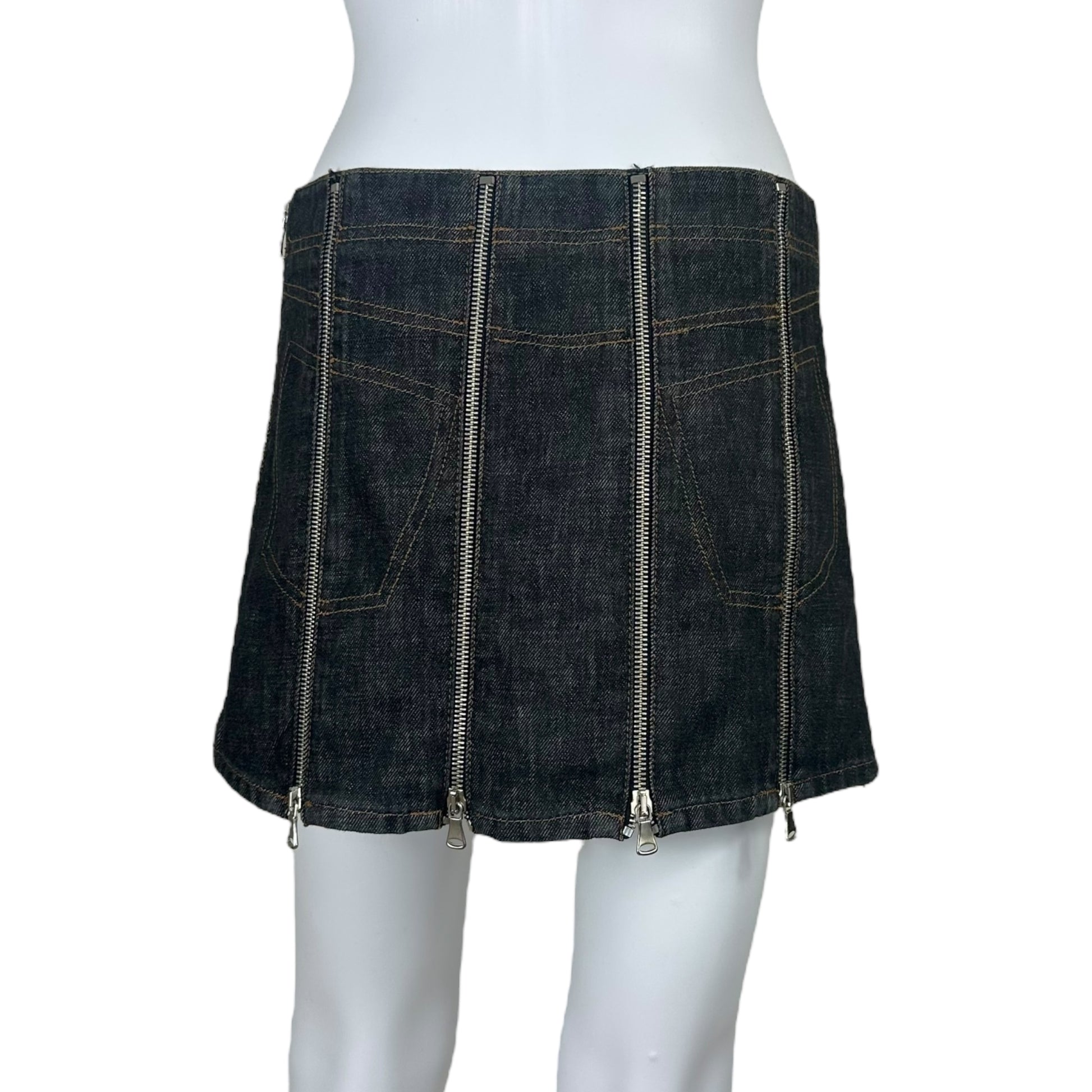 D&G Dolce & Gabbana Dark Wash Denim Zipper Mini Skirt - Outfit Repeater