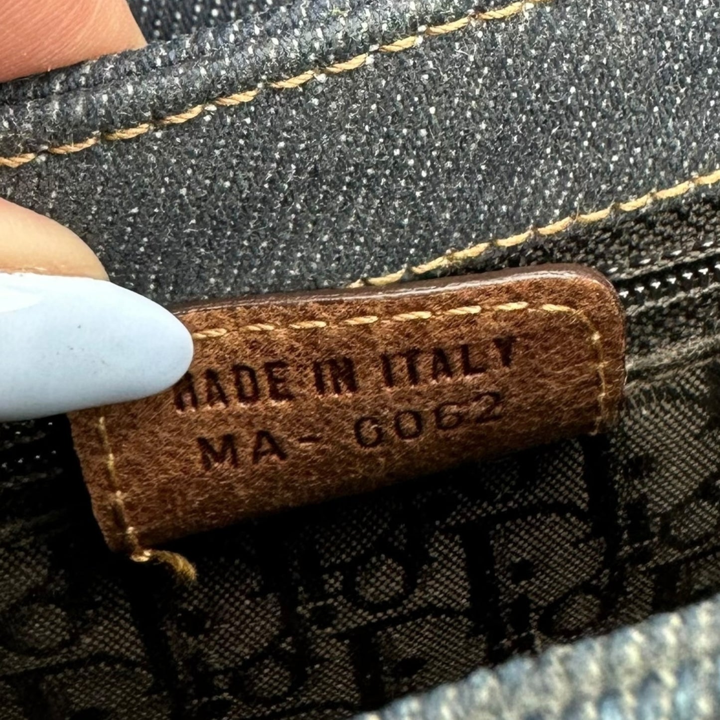 Christian Dior Denim & Brown Leather Columbus Shoulder Bag