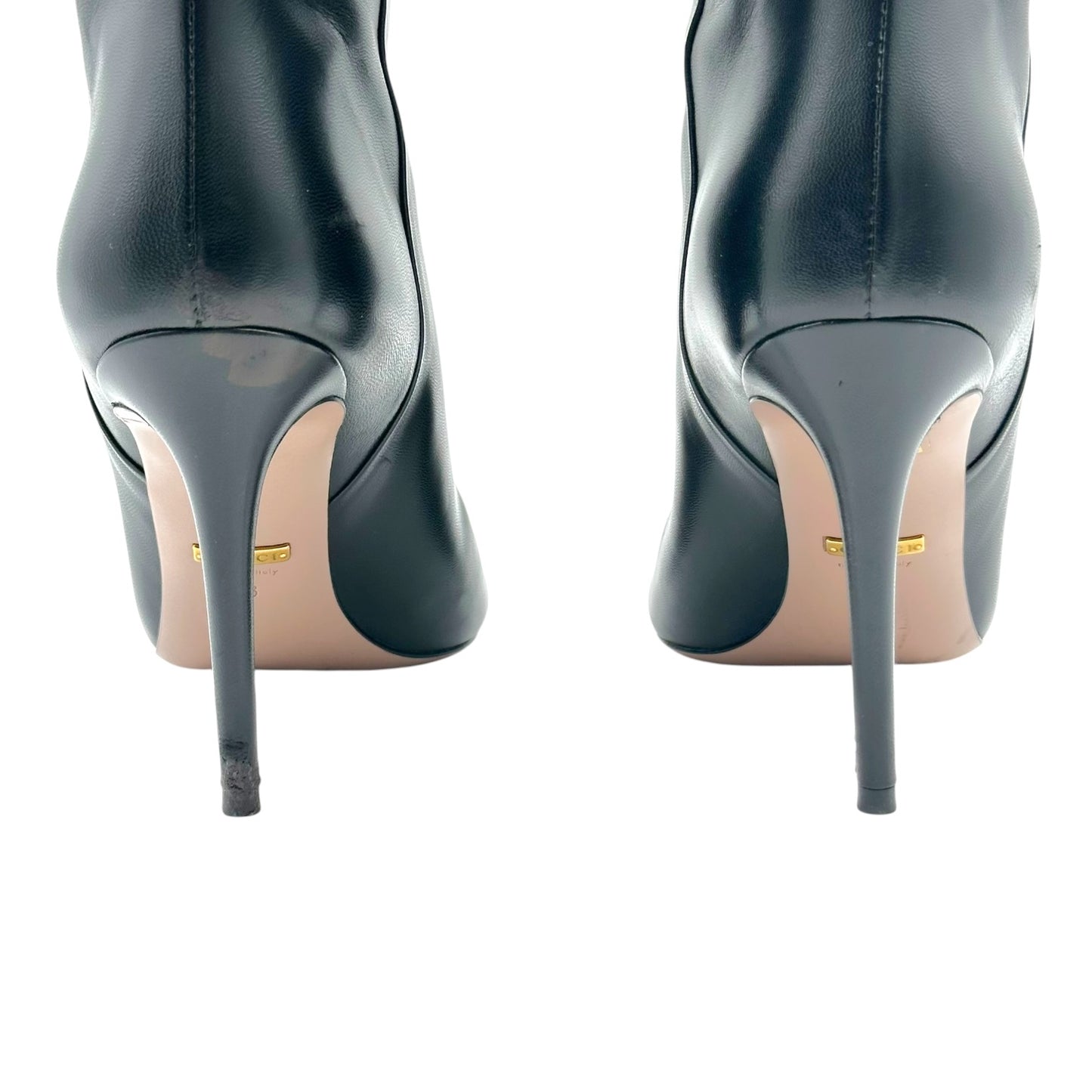 Gucci Black & Gold Studded Heeled Knee High Boots