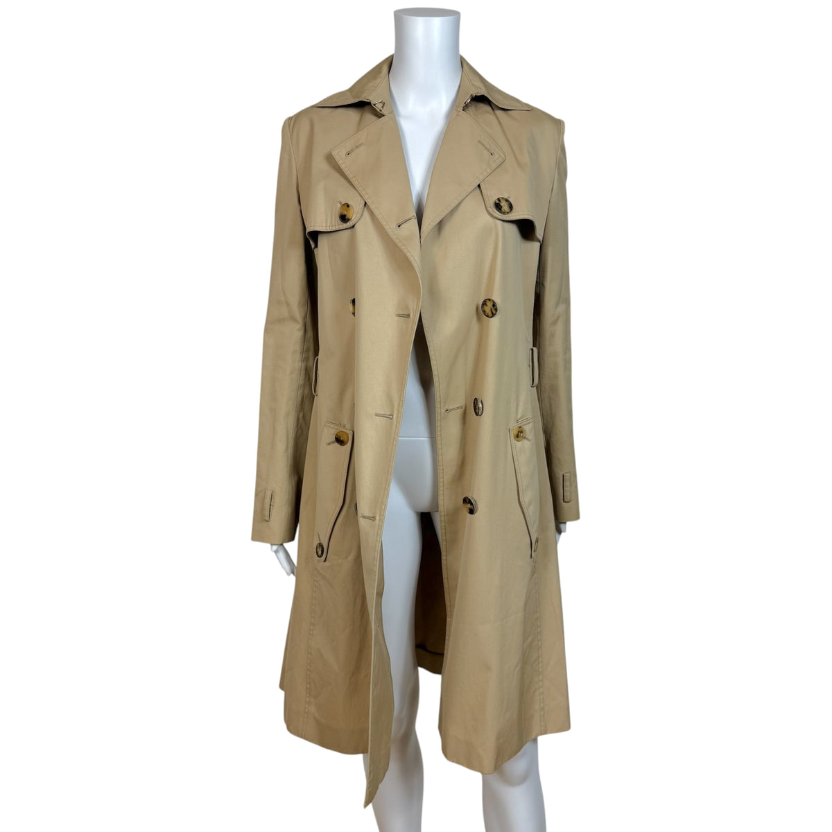 Salvatore Ferragamo Beige Grommet Belt Trench Coat