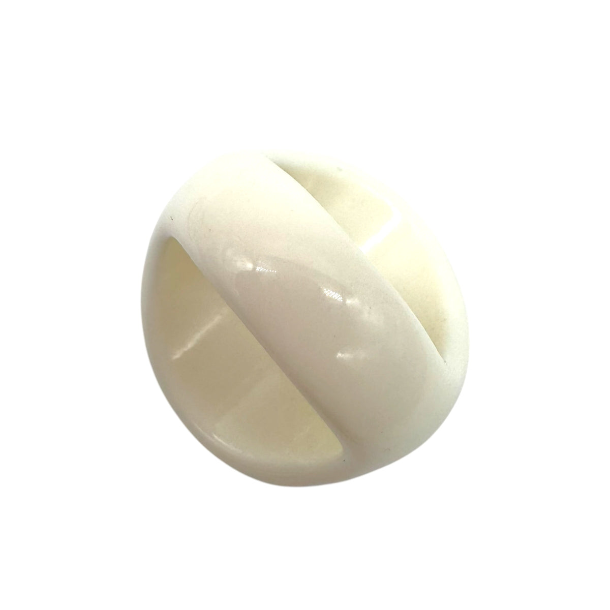 Chanel Black White Logo Plastic Bubble Ring Size 6