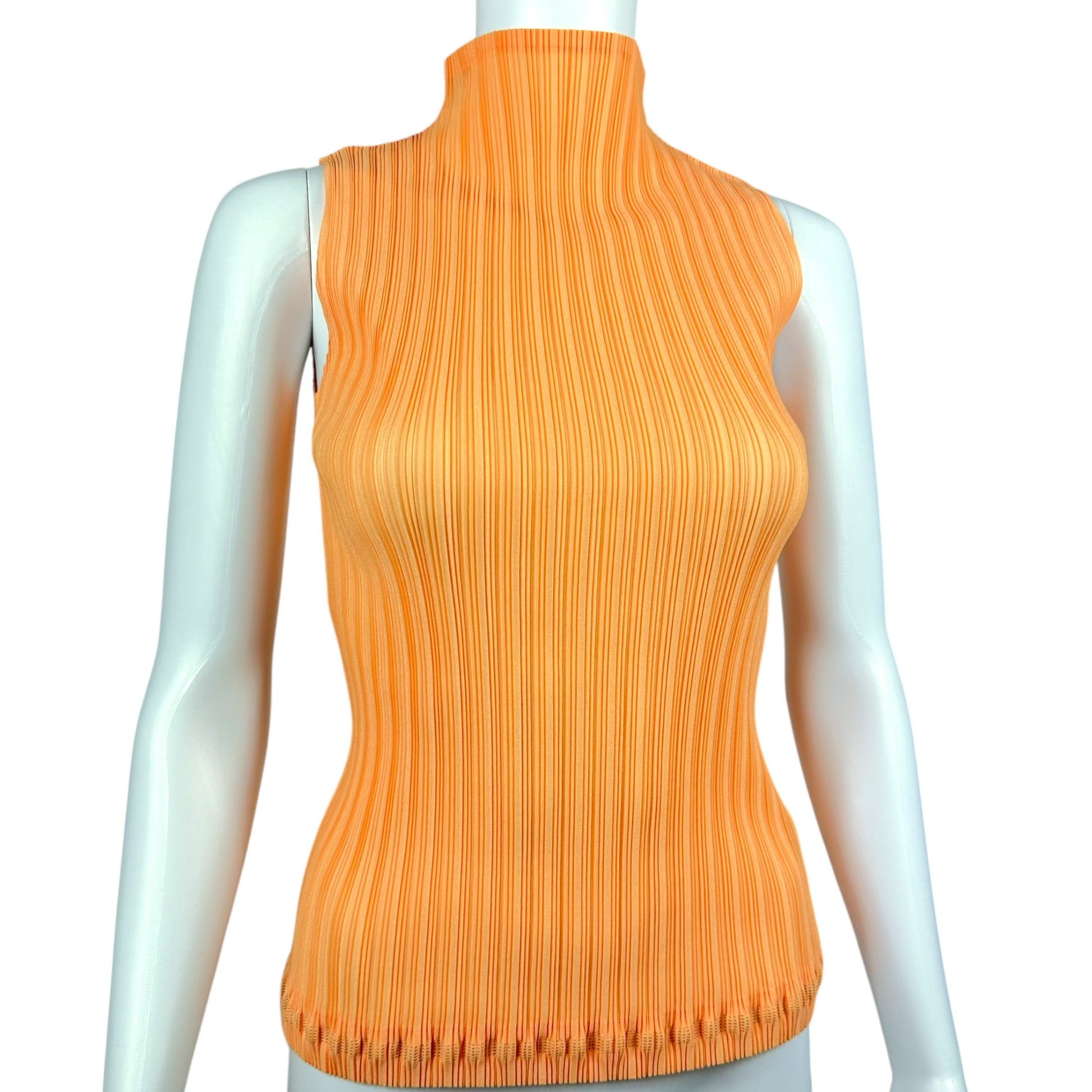 Issey Piyake Pleats Please Orange Mock Neck Tank - Outfit Repeater
