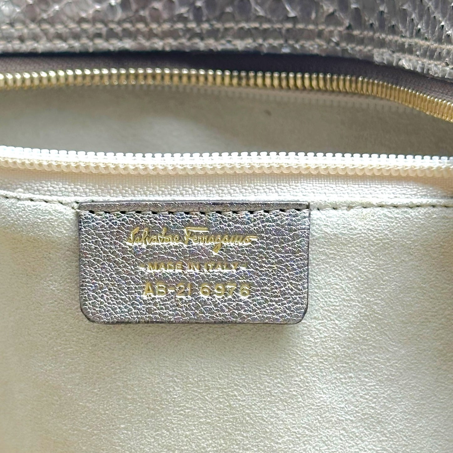 Salvatore Ferragamo Metallic Brown Python Shoulder Tote Bag