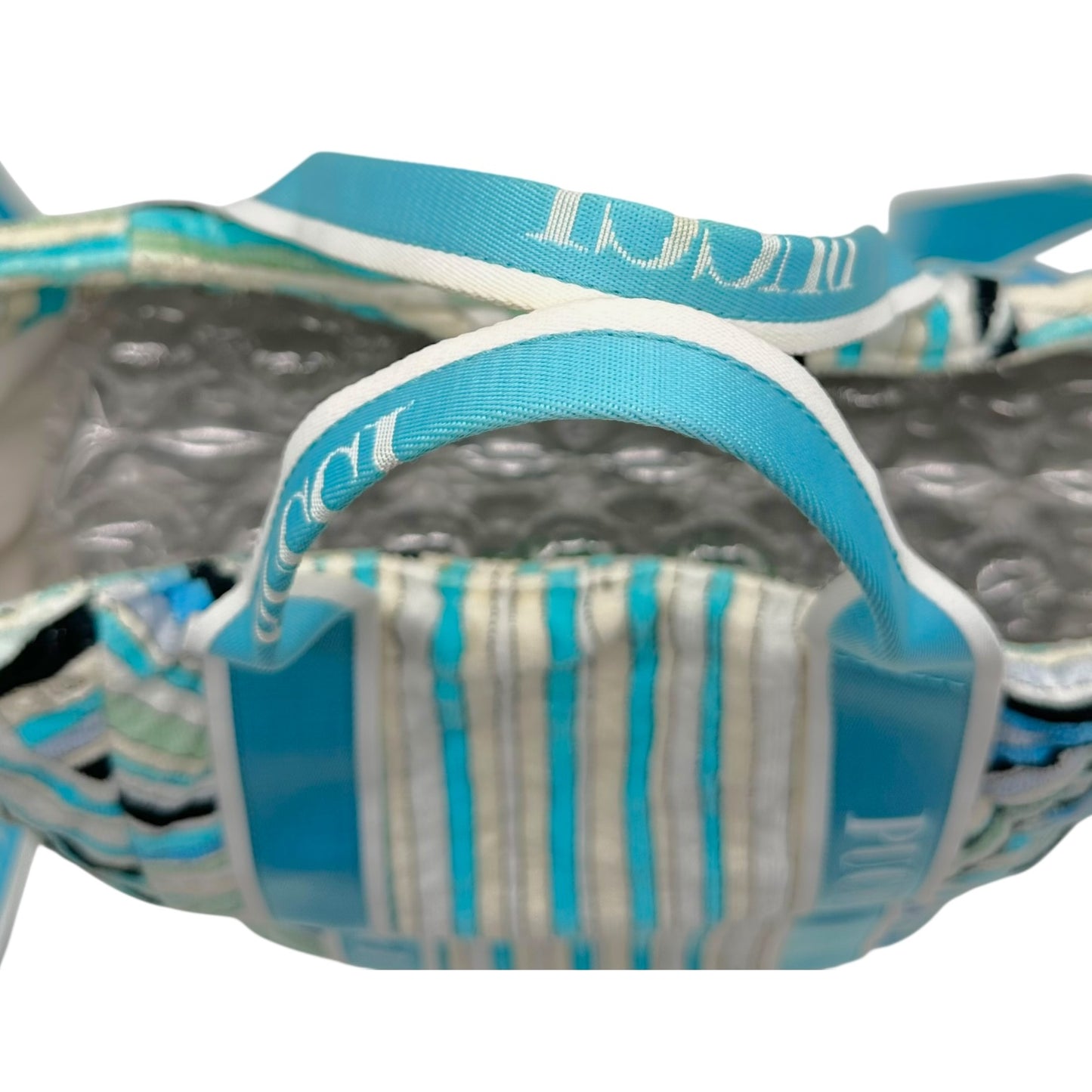 Emilio Pucci Blue Patterned 2-Way Terrycloth Beach Tote Bag