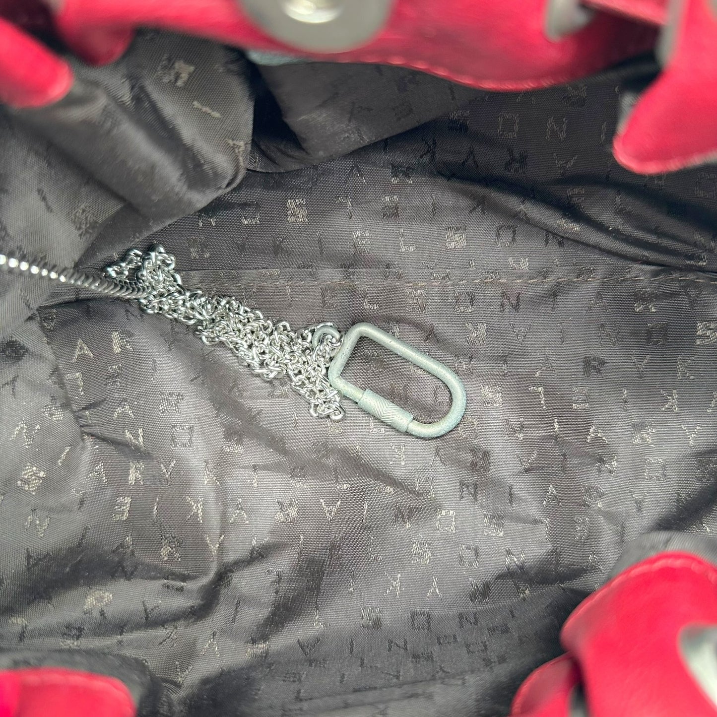 Sonia Rykiel Red Leather & Silver Studded Domino Bag